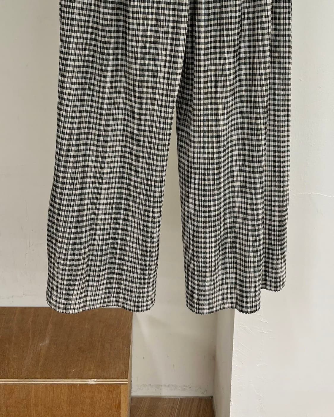 플리츠 플리즈 체크패턴 밴딩 하프 팬츠 상품이미지6