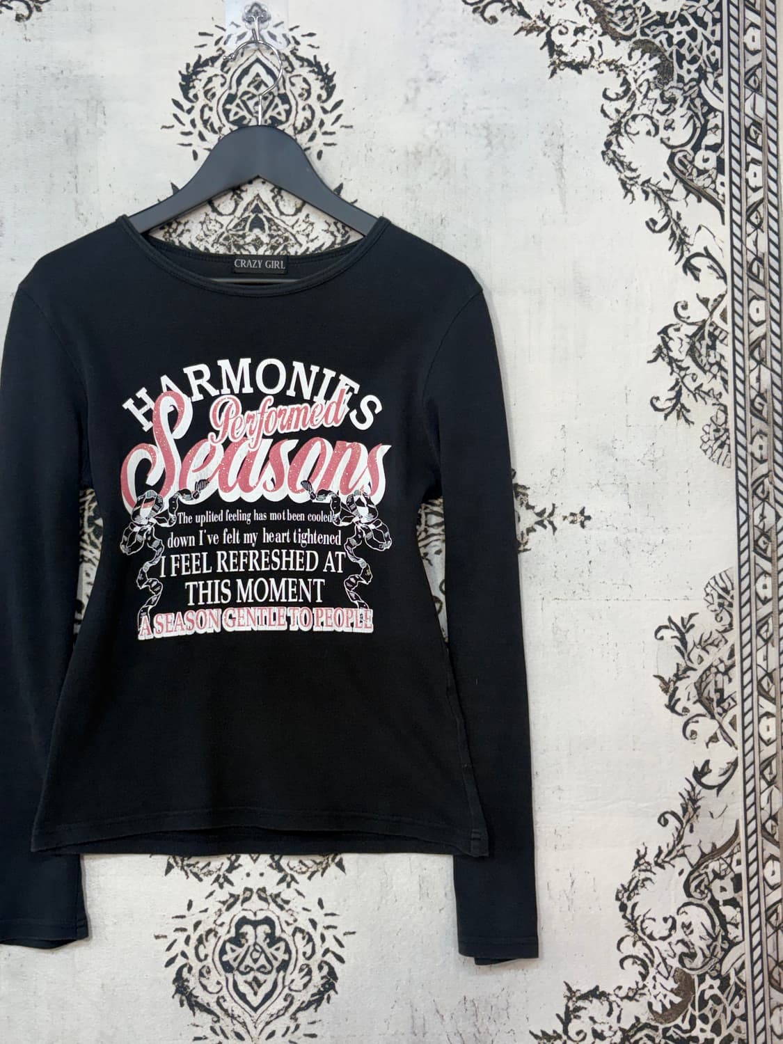 일본빈티지 Crazy girl Y2K 레터링 글리터 롱슬리브 상품이미지4