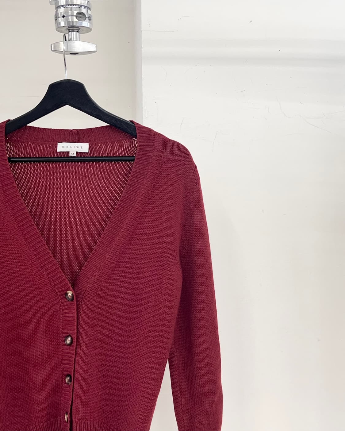 셀린느 버건디 캐시미어 브이넥 가디건 상품이미지4
