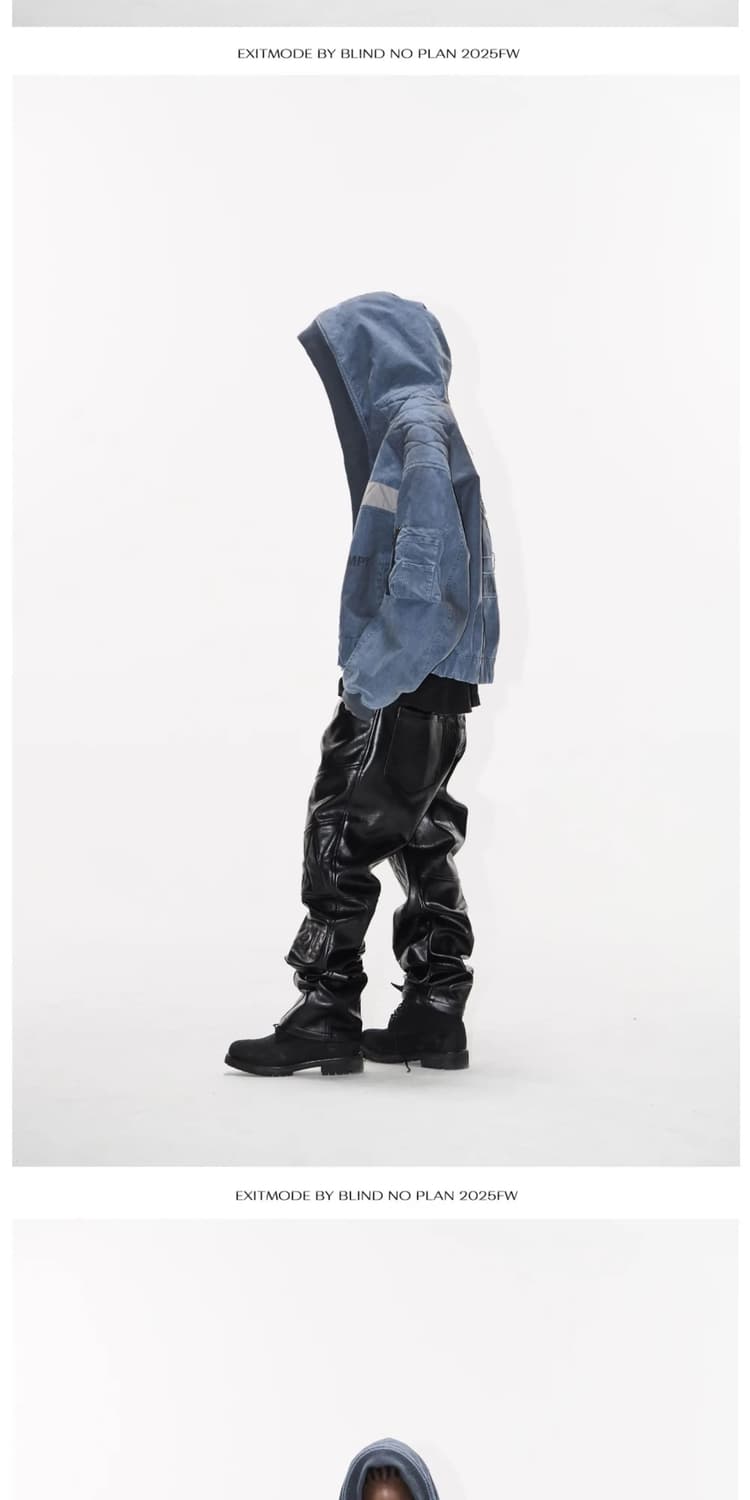 Blue Washed Workwear Hooded Bomber 상품이미지6