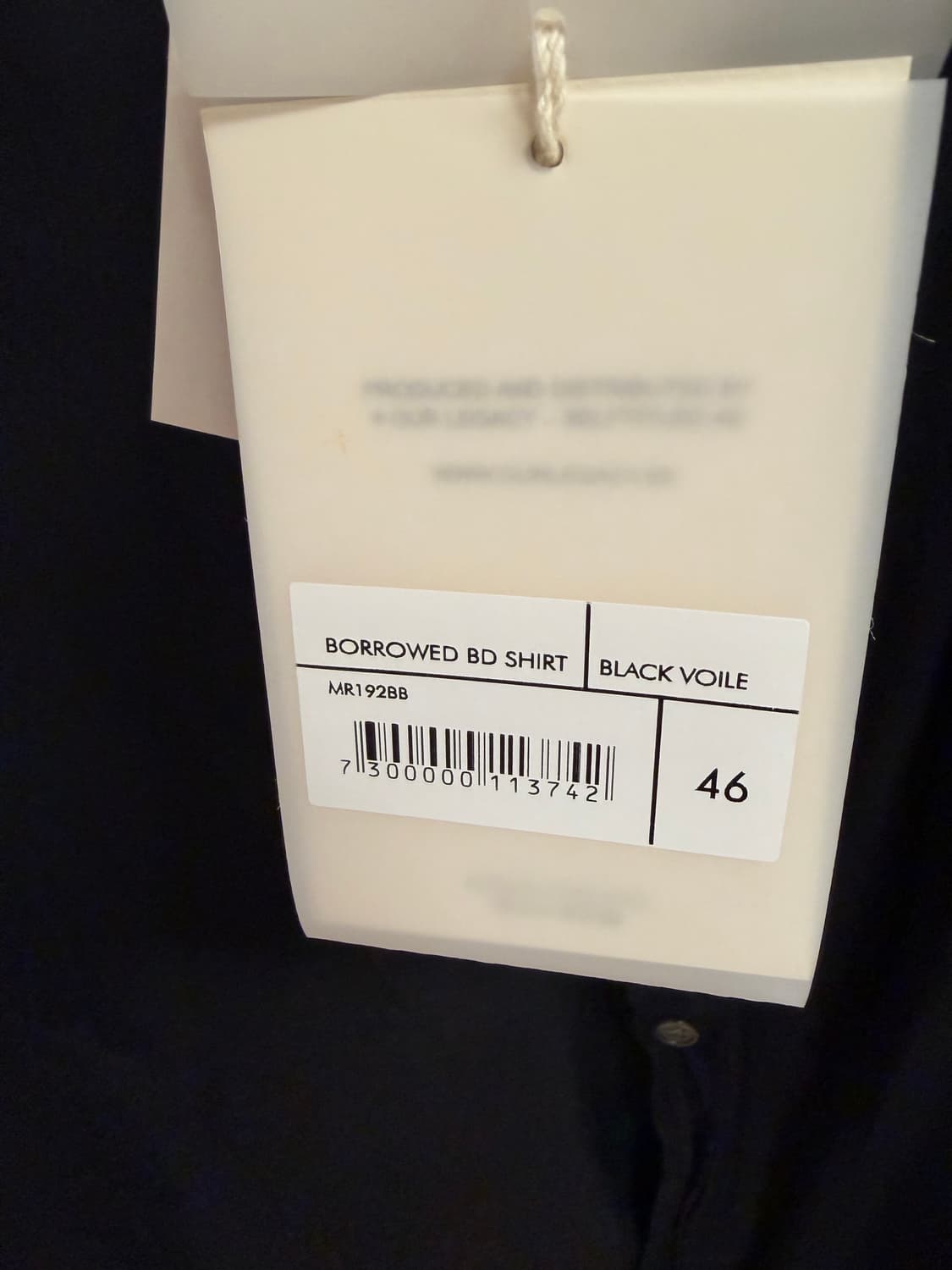 아워레가시 버로우드셔츠 블랙 46 상품이미지2