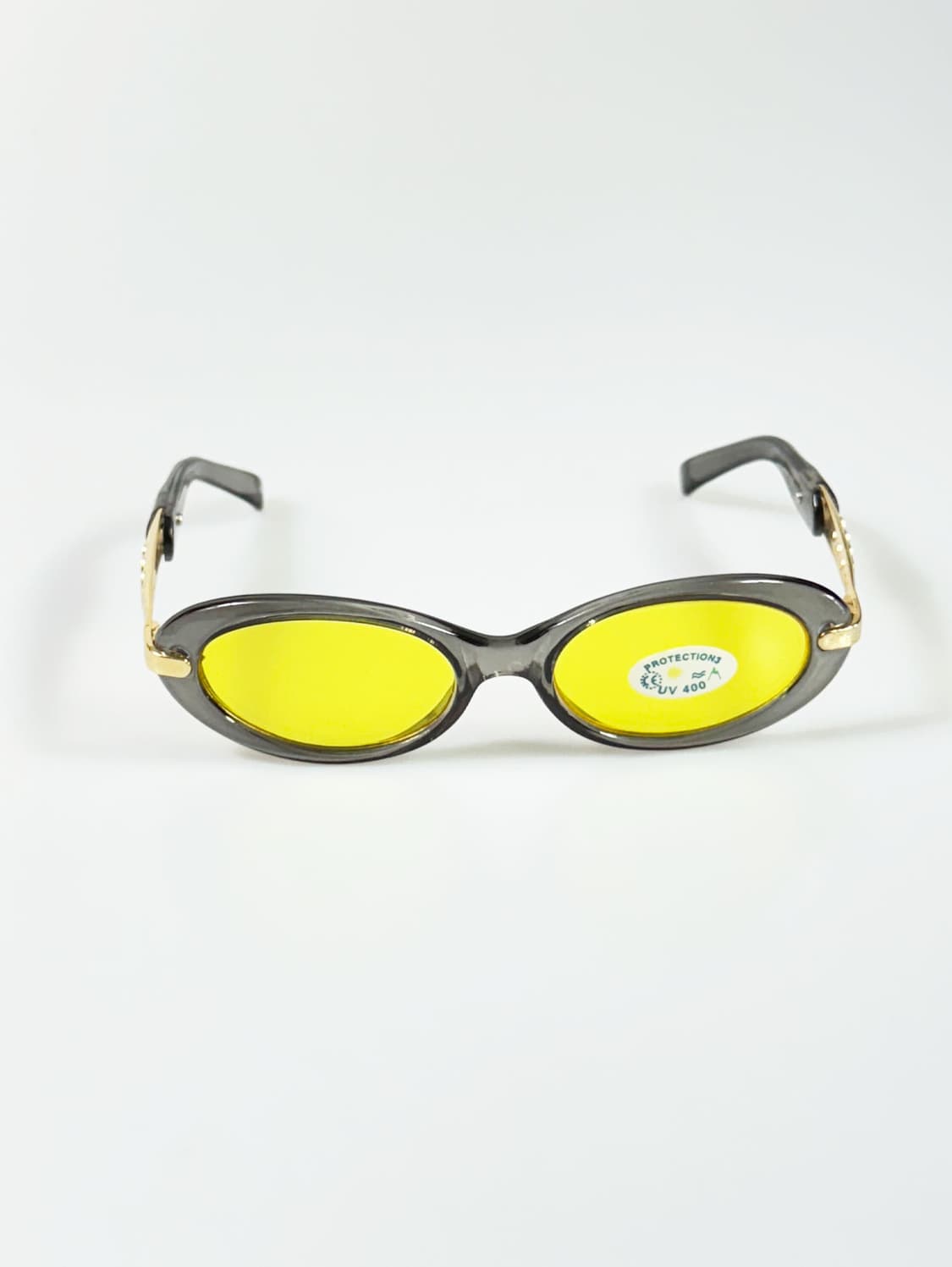 그레이 볼드 오벌 프레임 옐로우 틴트 빈티지 선글라스 상품이미지1
