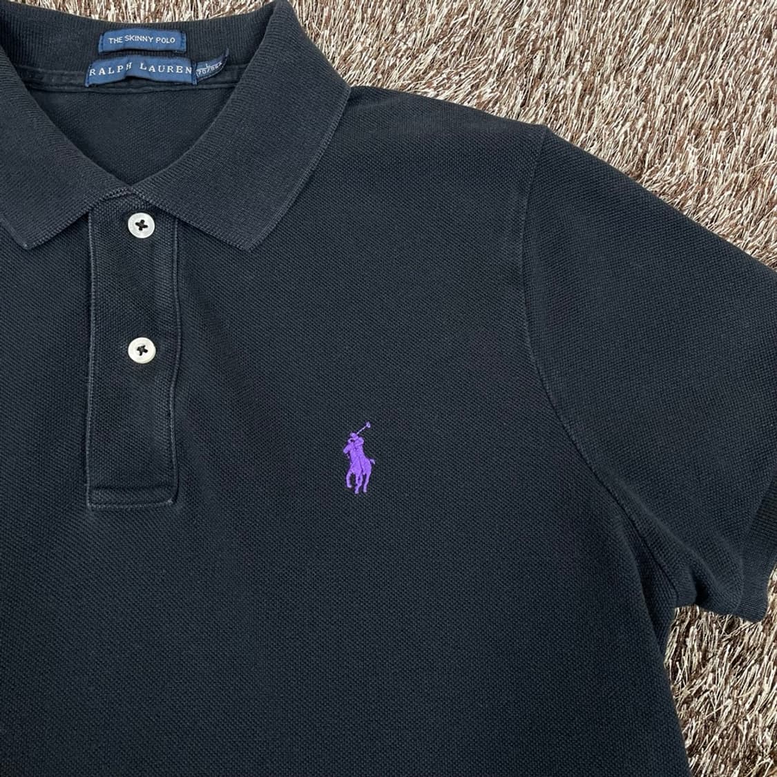 랄프 로렌 Ralph lauren 블랙 스키니핏 반팔 카라티 M 상품이미지4