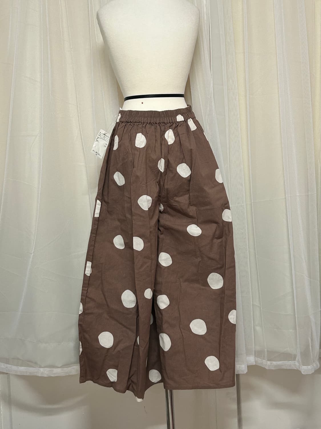 Samansa mos2 브라운 도트 와이드 팬츠 상품이미지2