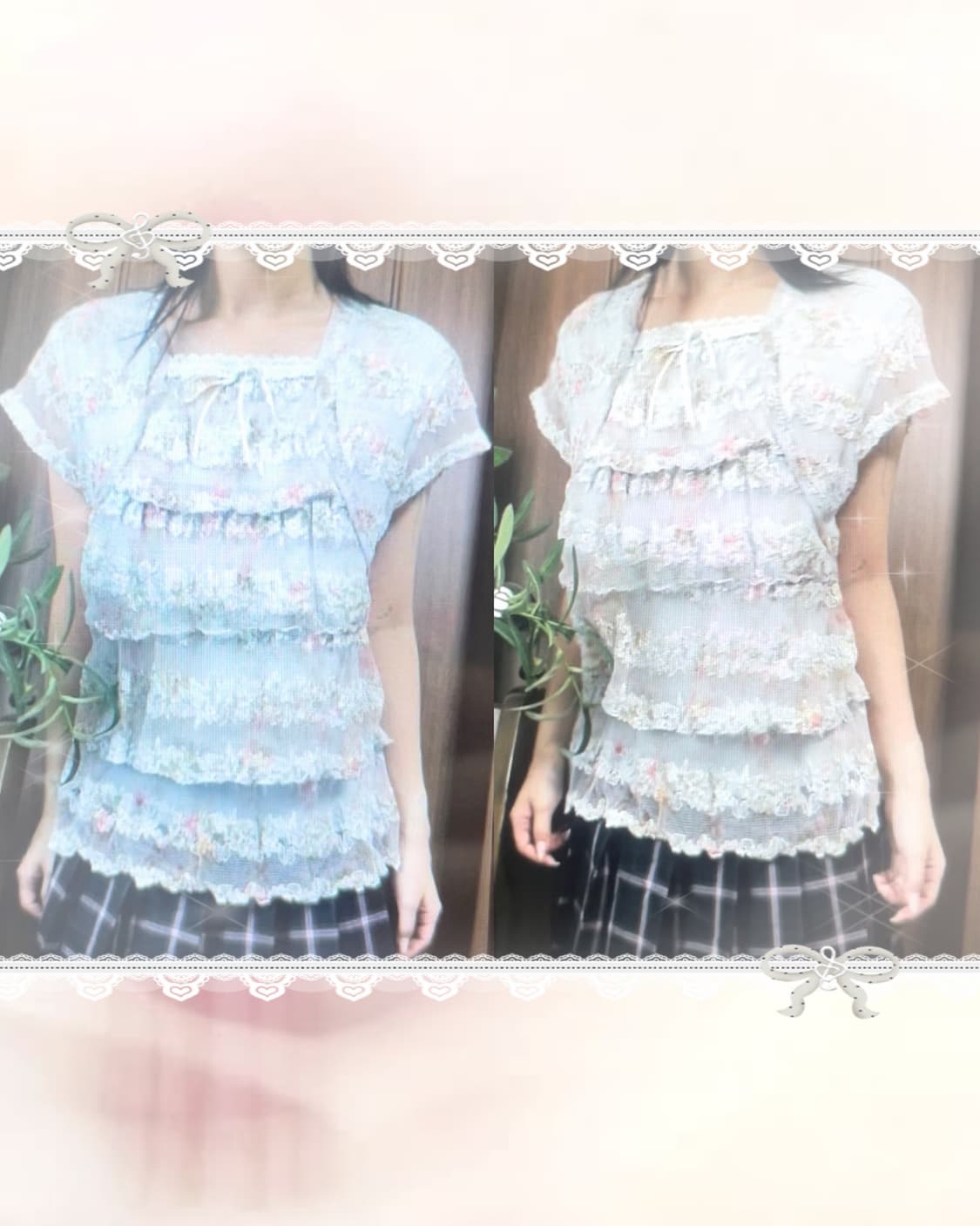 JP vintage flowery lace blouse 상품이미지5