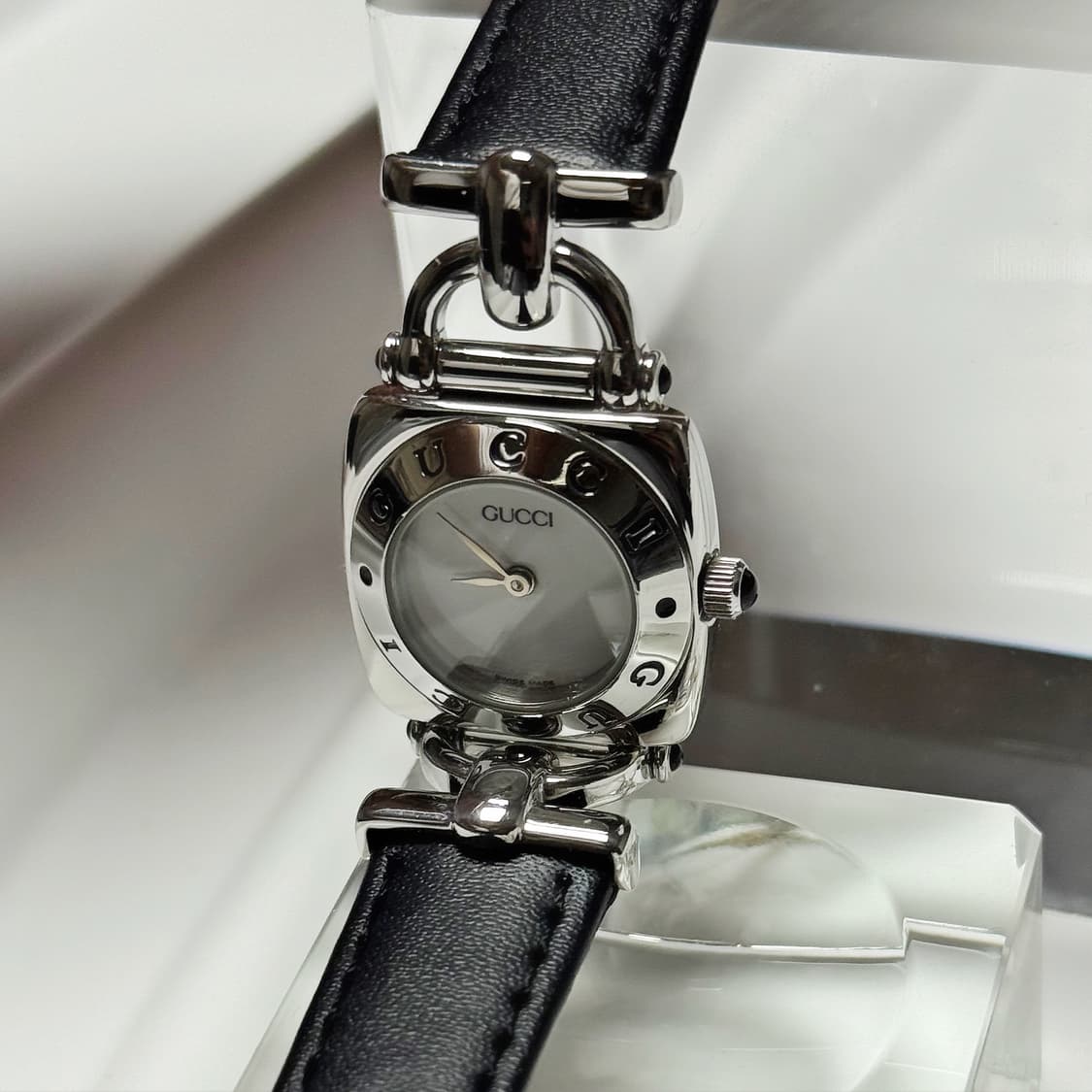 80's90's 빈티지 구찌 홀스빗 실버 화이트 워치 상품이미지3