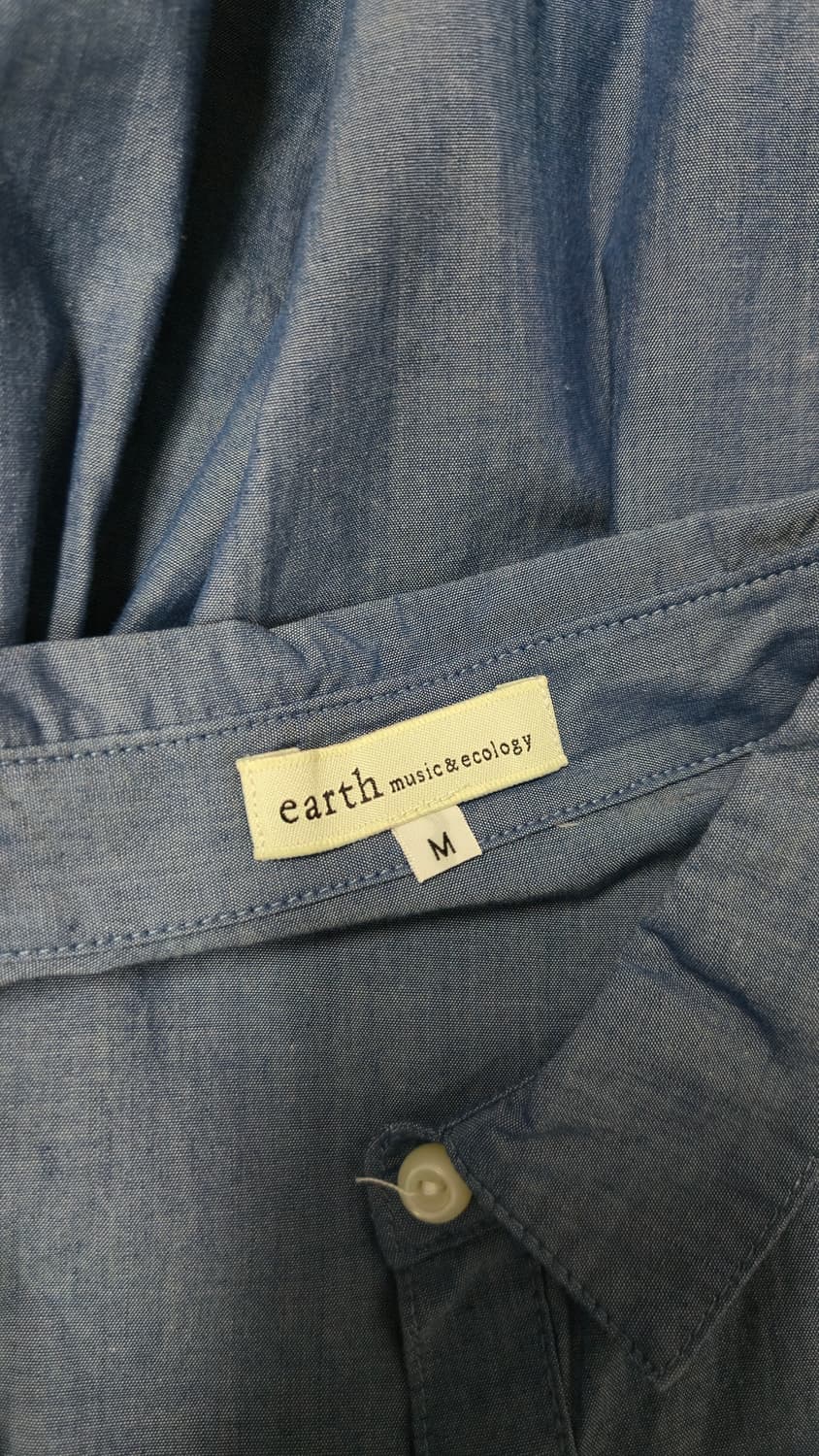 어스뮤직앤에콜로지 데님 샴브레이 원피스 블루 셔츠 반팔 미니 상품이미지5