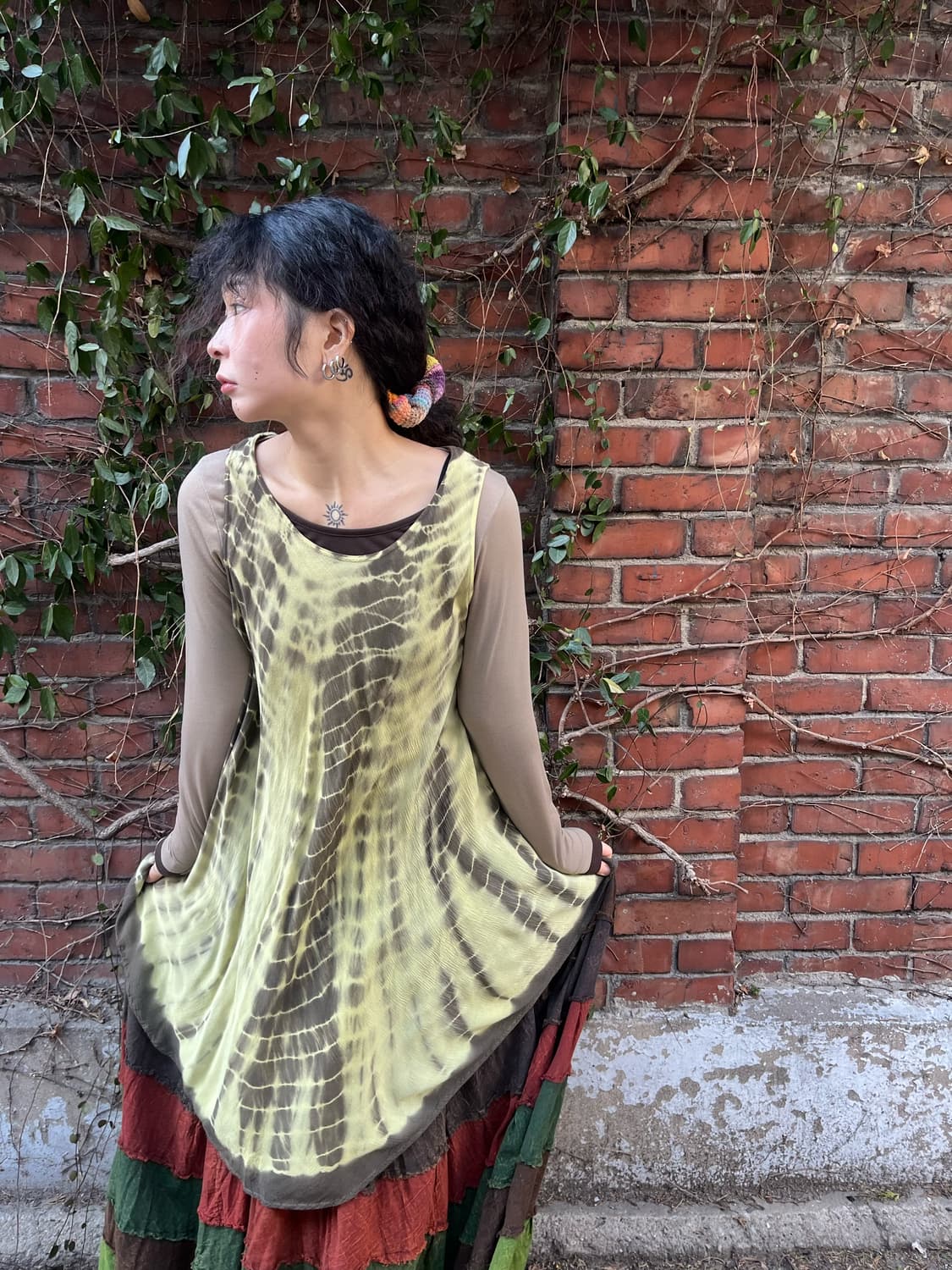 히피 타이다이 미디 원피스 상품이미지1