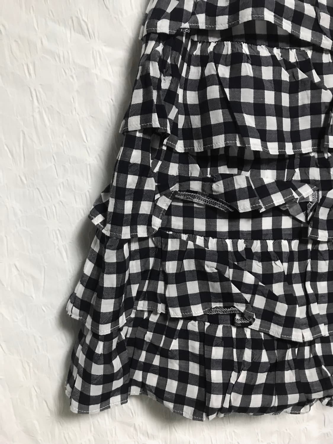 빈티지 니혼진 모리 체크 5단 캉캉 스커트 상품이미지2