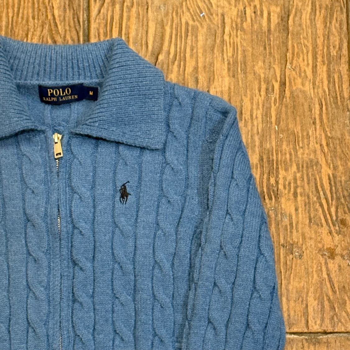 [HI] Polo 폴로 케이블 니트 집업 블루 상품이미지3