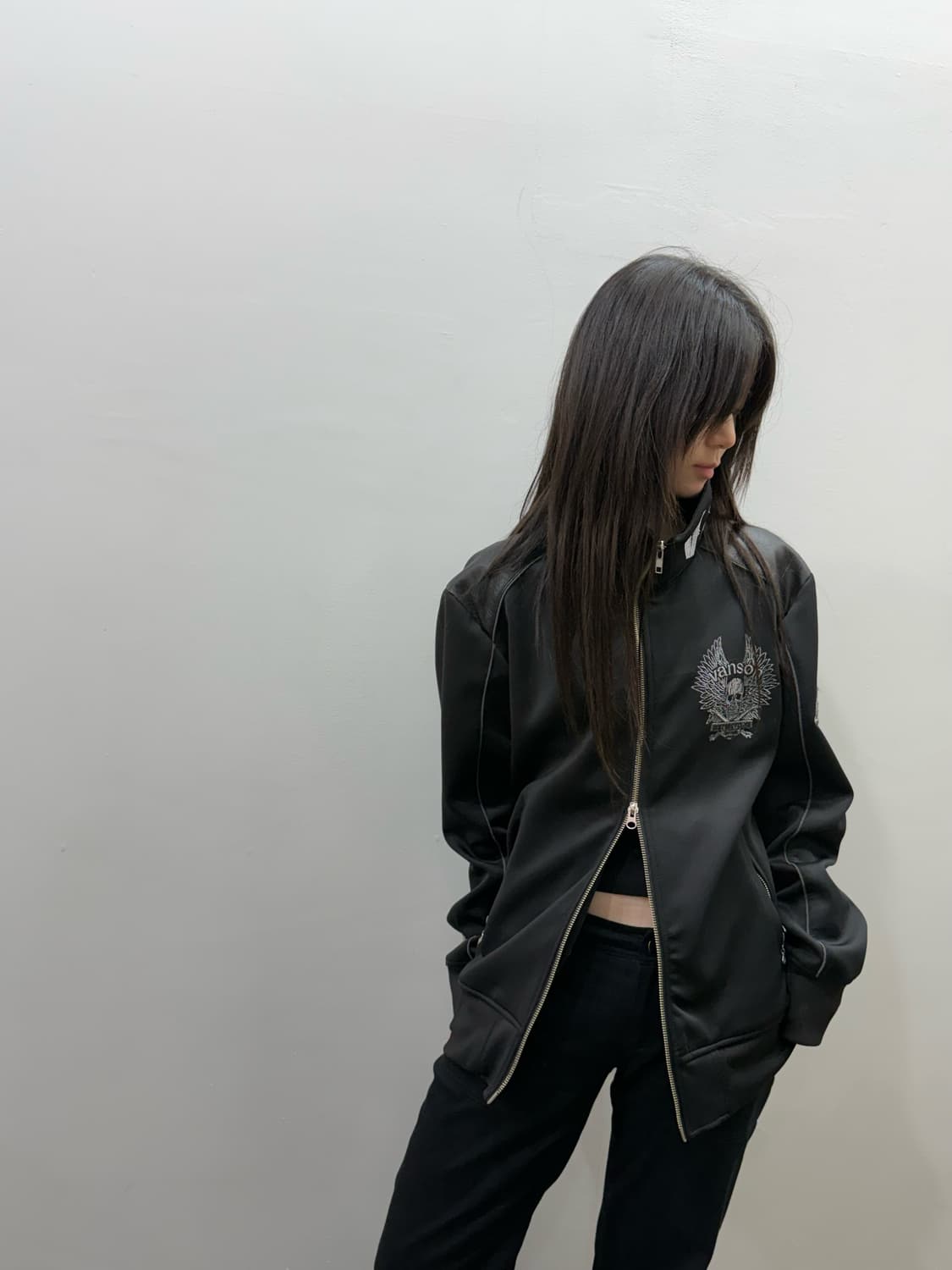 밴슨 오버핏 스컬 로고 집업 상품이미지10