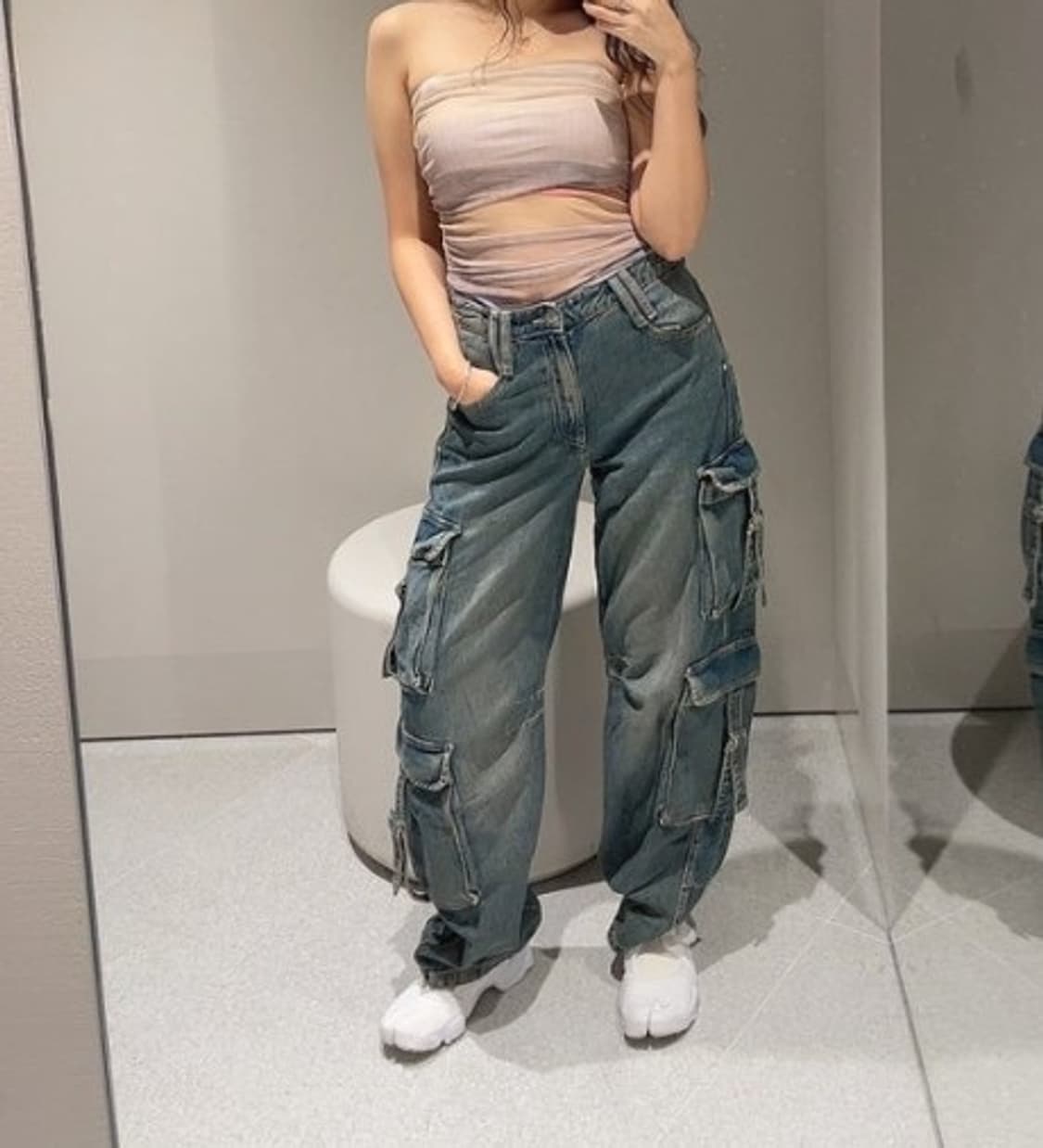 ZARA 자라 멀티 포켓 와이드 카고 데님 상품이미지3