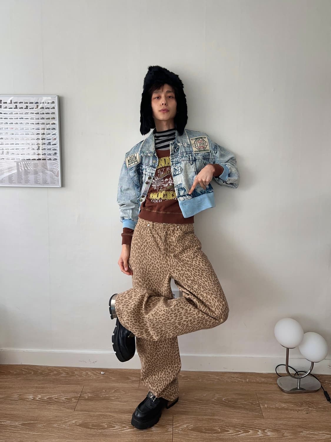 MOHHE 레오파드 스트레이트 진 상품이미지3