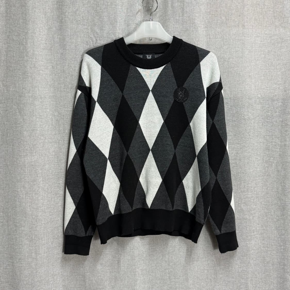 [M/오버핏] 라이프워크 아가일 체크 라운드 긴팔니트 상품이미지3