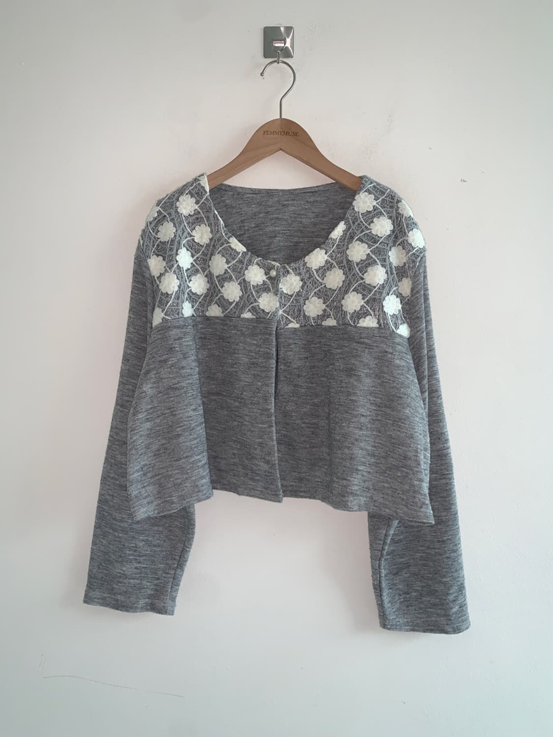 Flower one button cardigan 상품이미지1