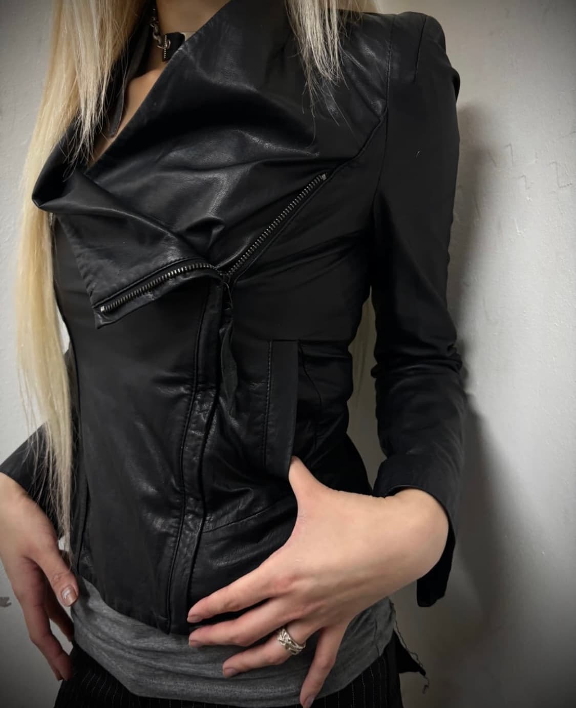 빈티지 드레이프 레더자켓 상품이미지2