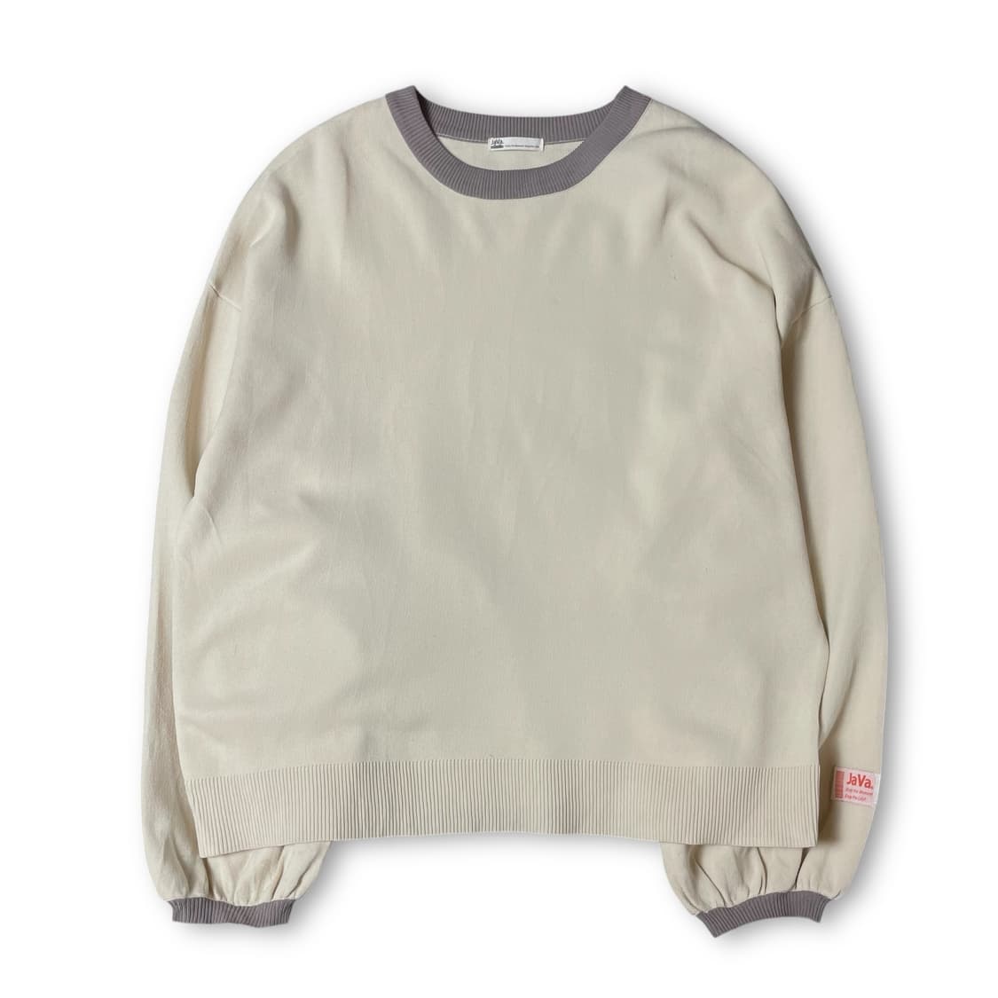 JPN 크림 투톤 라운드넥 긴팔 니트 M 상품이미지1