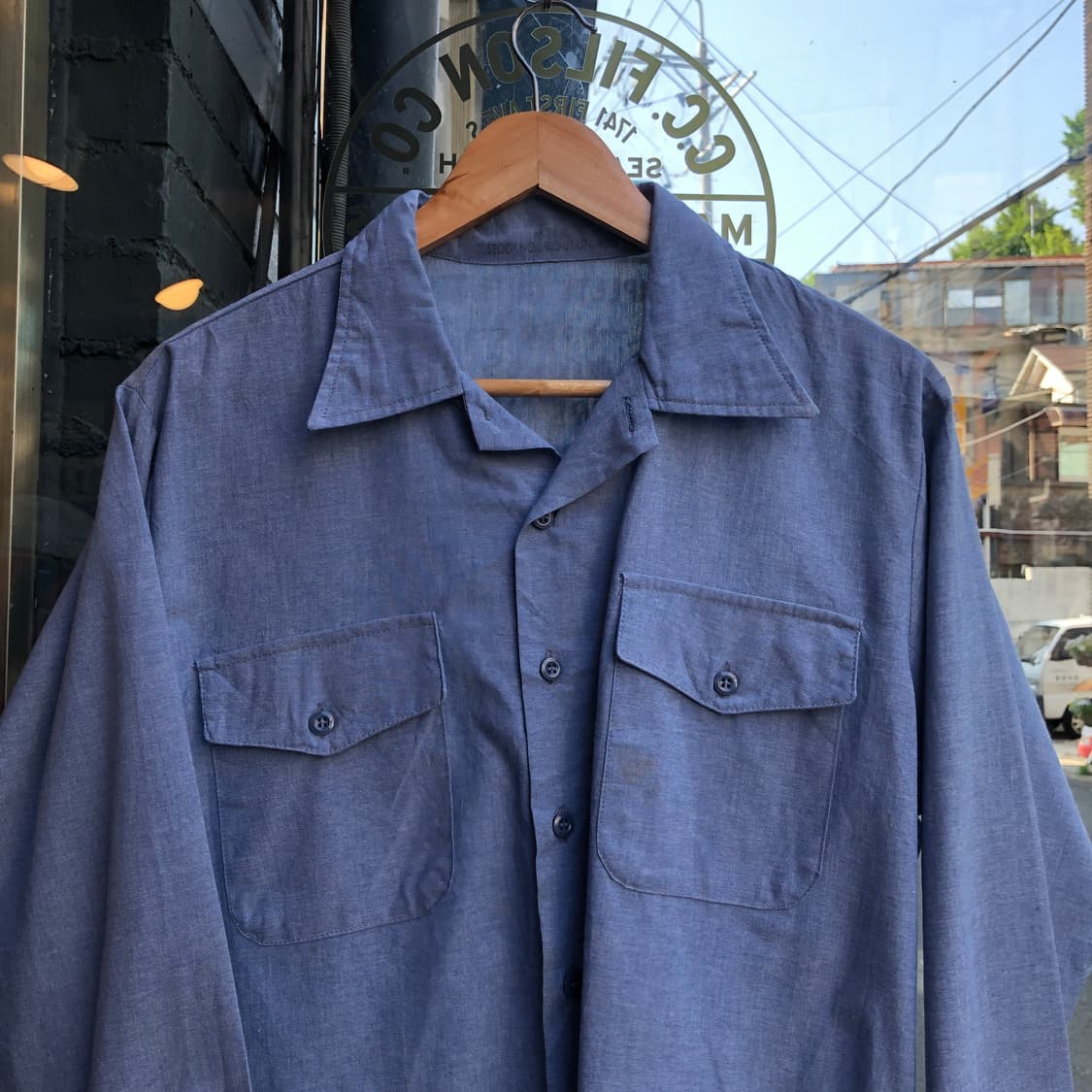 90s USN Chambray Shirt-M 상품이미지2