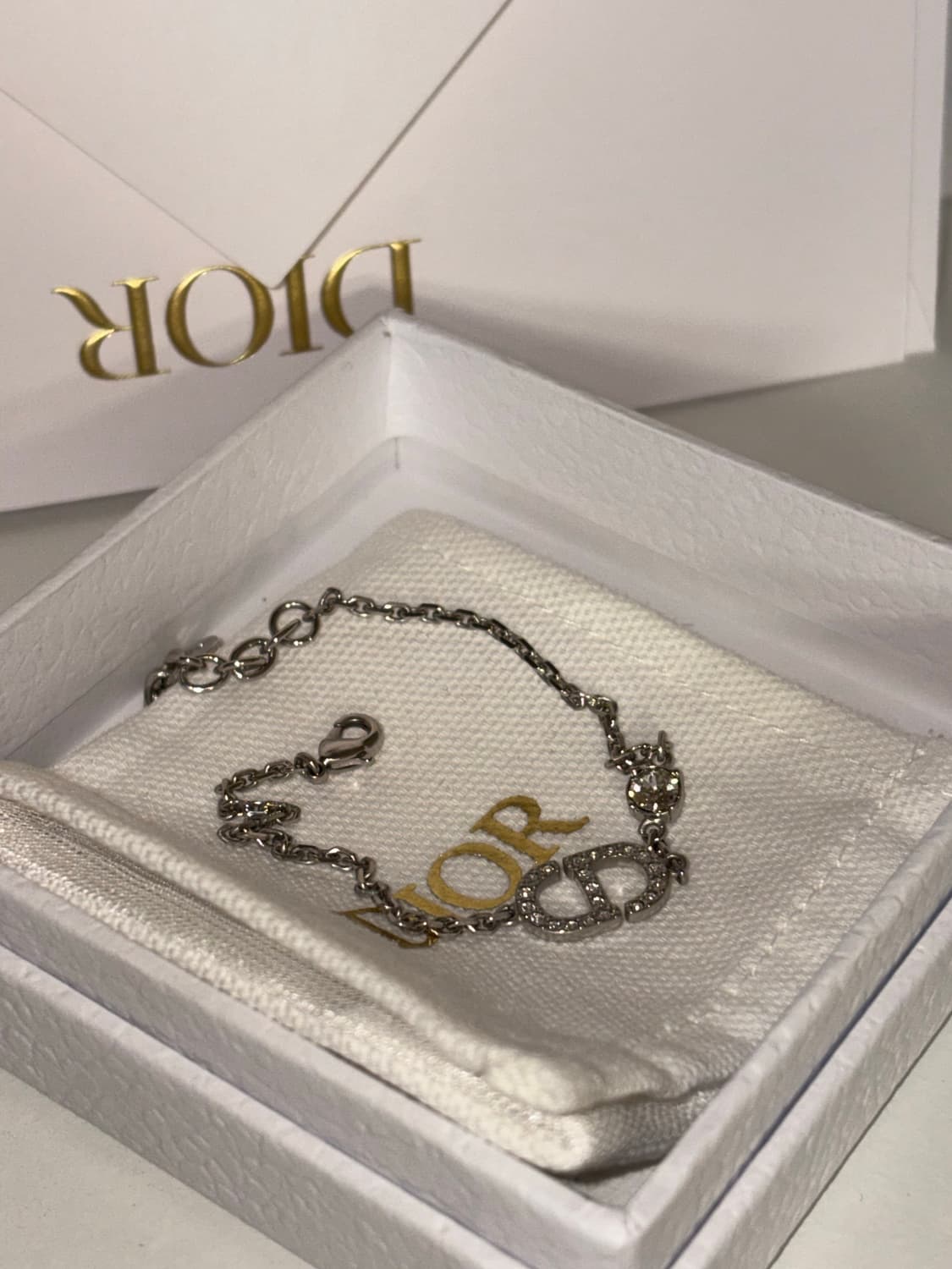 (정품/새상품) 디올 Petit CD 팔찌 실버 크리스탈 풀박스 상품이미지6