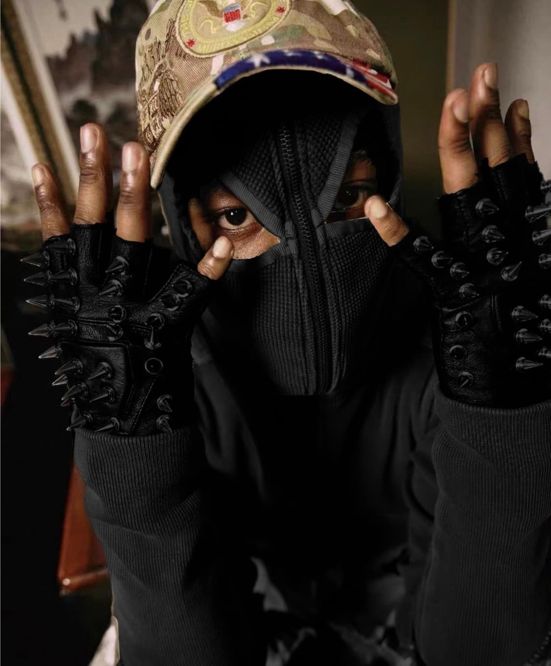 프로젝트 G/R 김프 와플 써멀 후드집업 블랙 상품이미지1