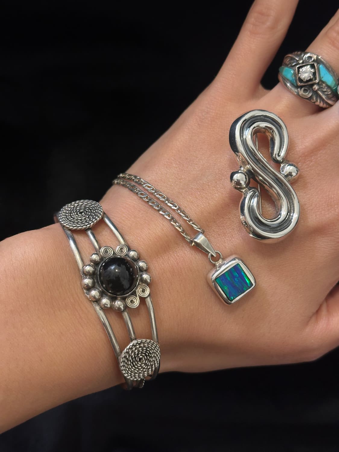 Mexico onyx 925silver bangle 상품이미지7