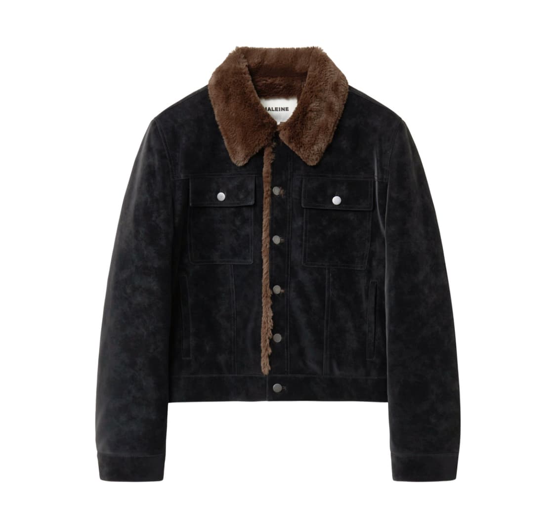 알렌느 벨루아 포우 퍼 트러커 자켓 블랙 브라운 상품이미지1