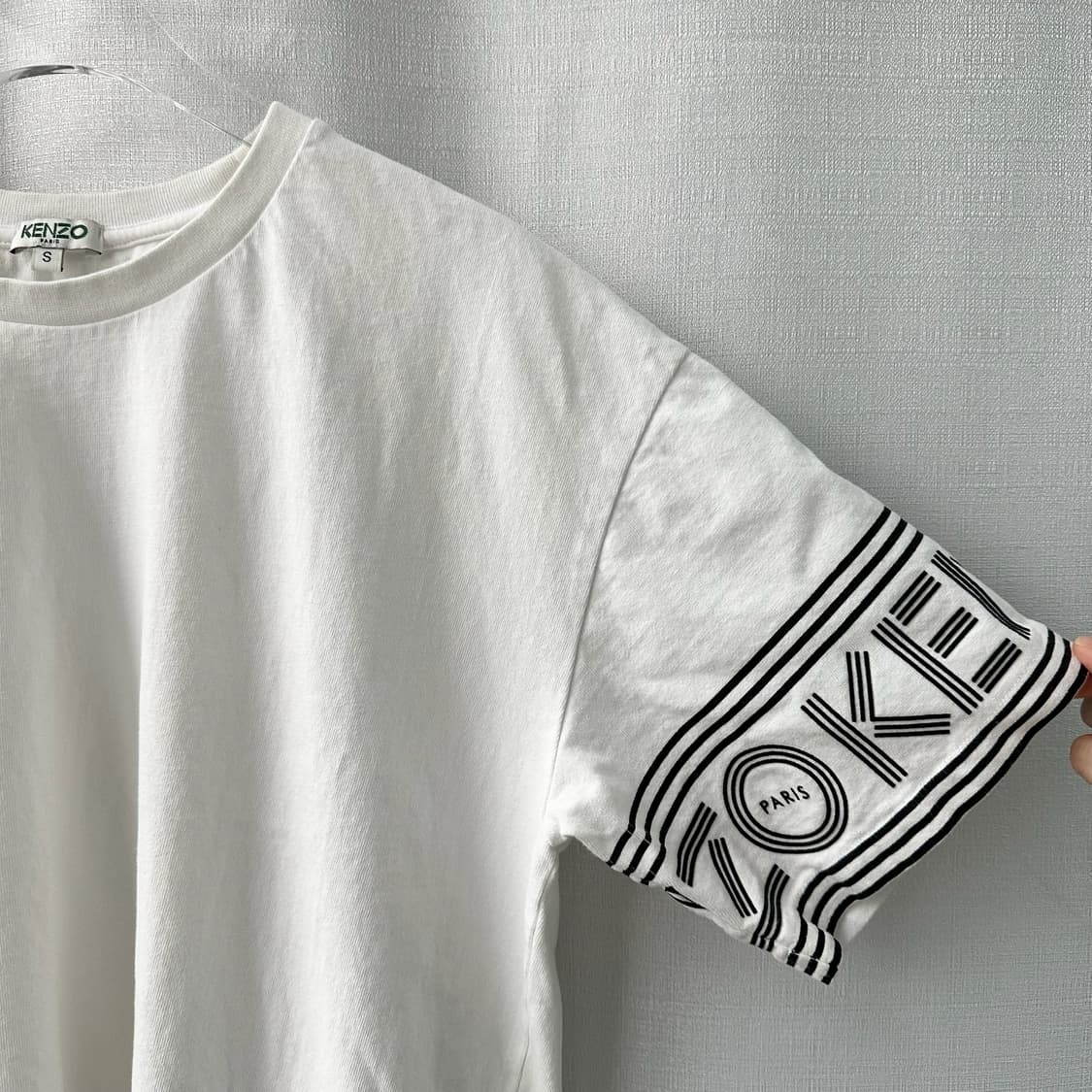 KENZO 겐조 소매 레터링 오버핏 반팔티 화이트 S 상품이미지3