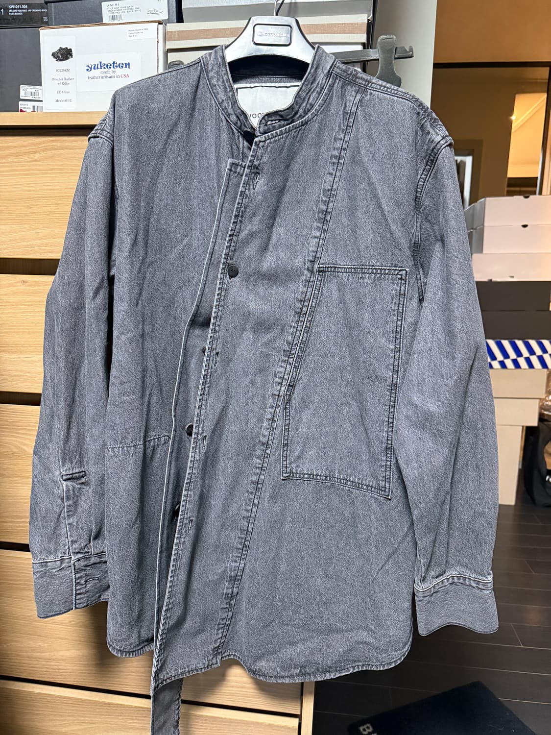 우영미 레이어드 흑청 셔츠 상품이미지1