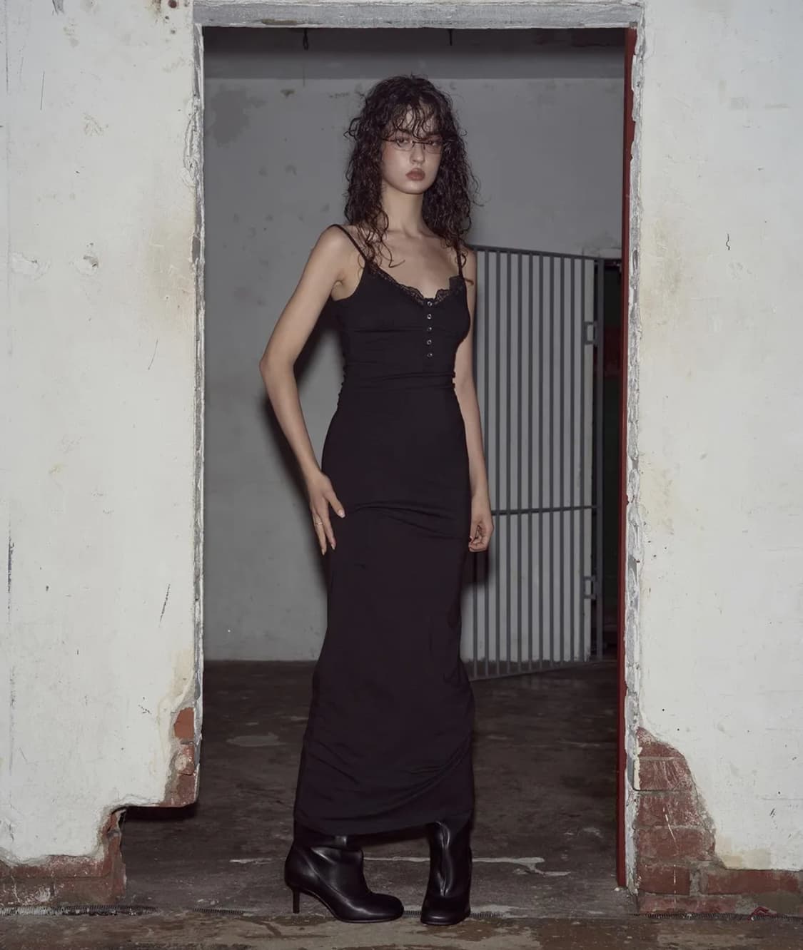 Anny Lace Button Dress (long ver.) 블랙 상품이미지1