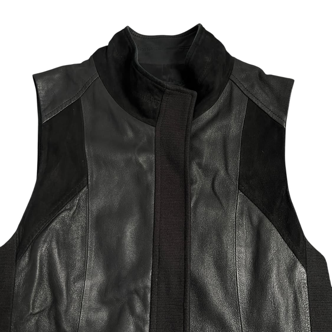 BLUPEPE 가죽 롱 조끼 베스트 블랙 상품이미지3