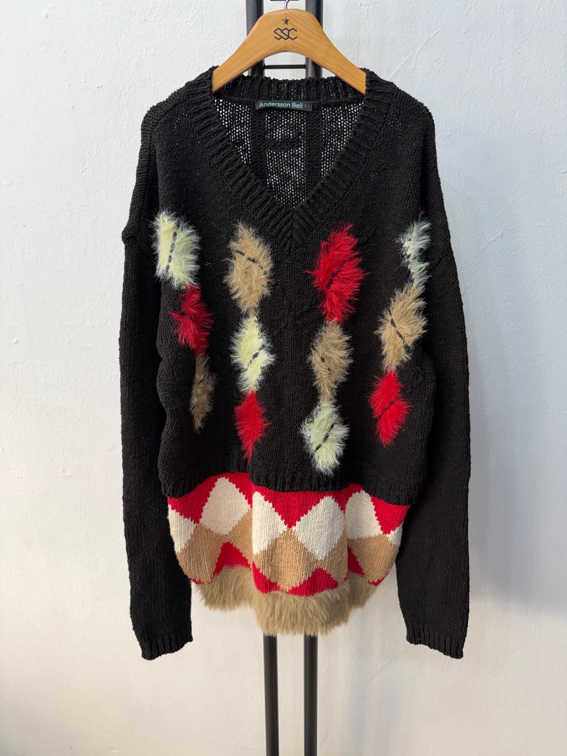 정품) 앤더슨벨 아가일 니트 스웨터 L 상품이미지1