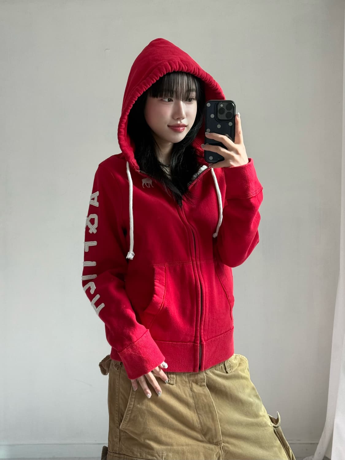 아베크롬비 레드 후드집업 상품이미지1