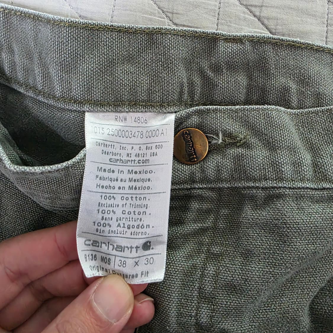 [38X30] 빈티지 칼하트 더블니 B136MOS 워크팬츠 M-4 상품이미지5