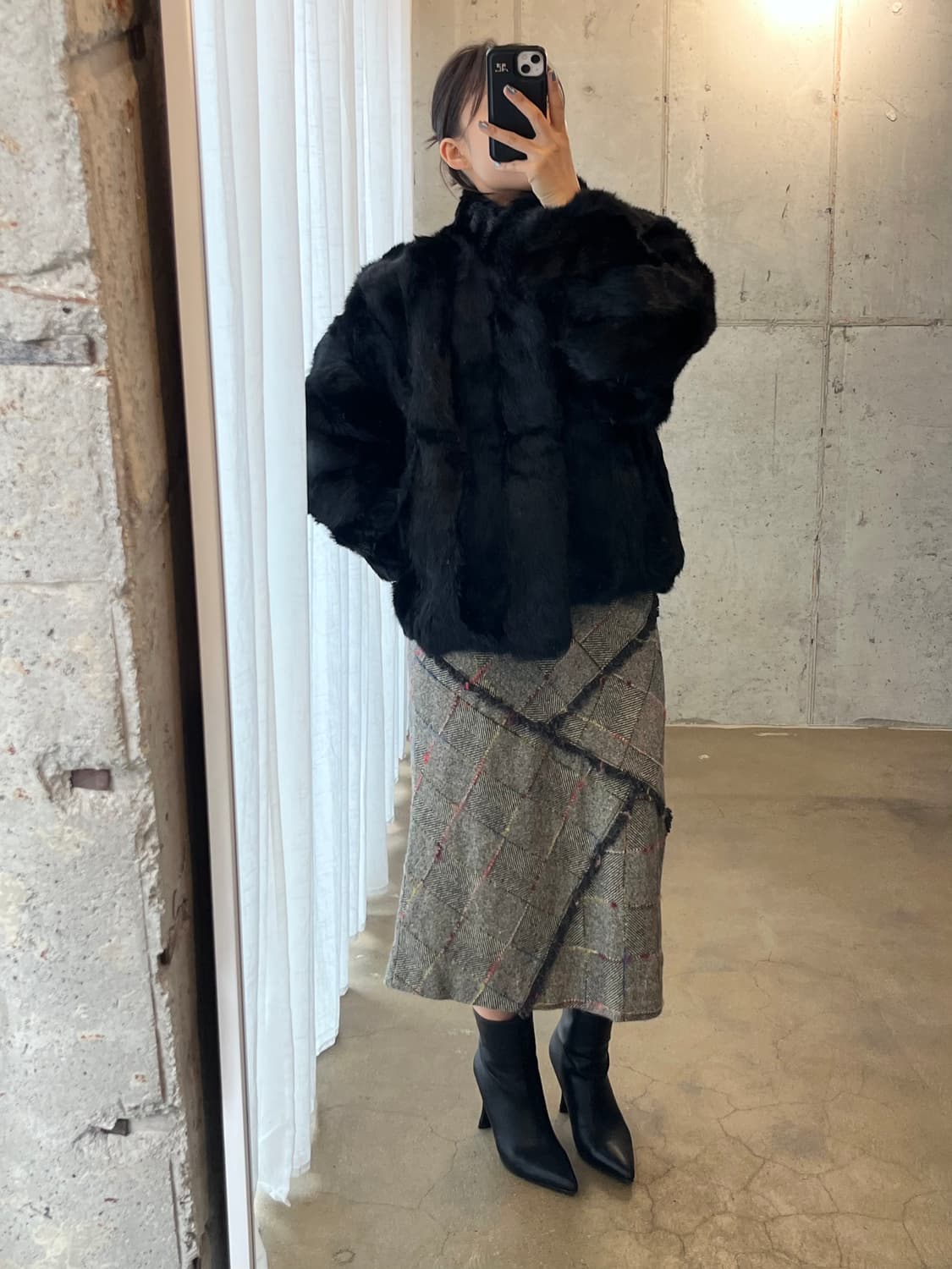 genuine rabbit 천연 래빗퍼 자켓 블랙 상품이미지5