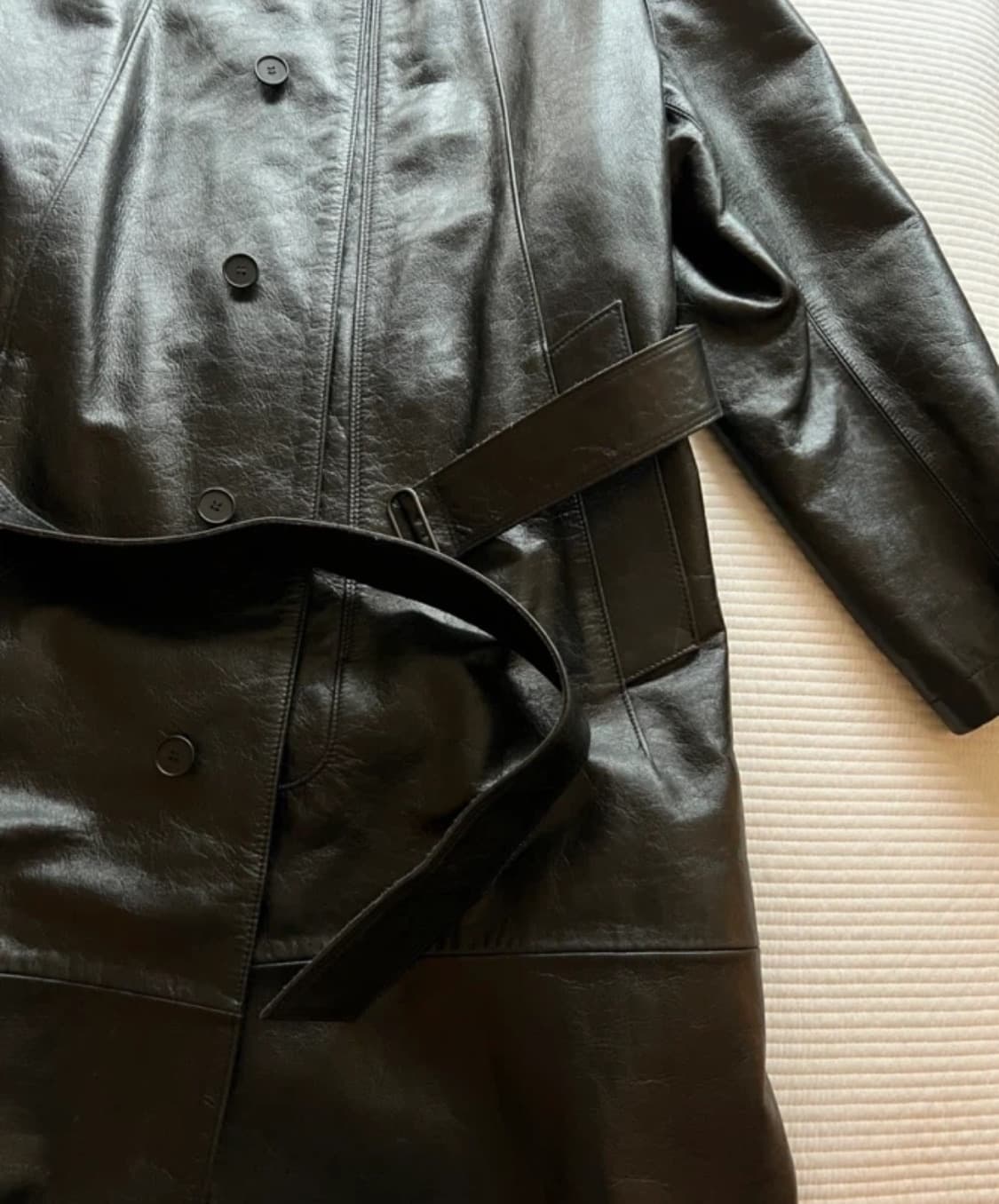 [누마레/EE] 레더 벨티드 트렌치코트 / m size 상품이미지3