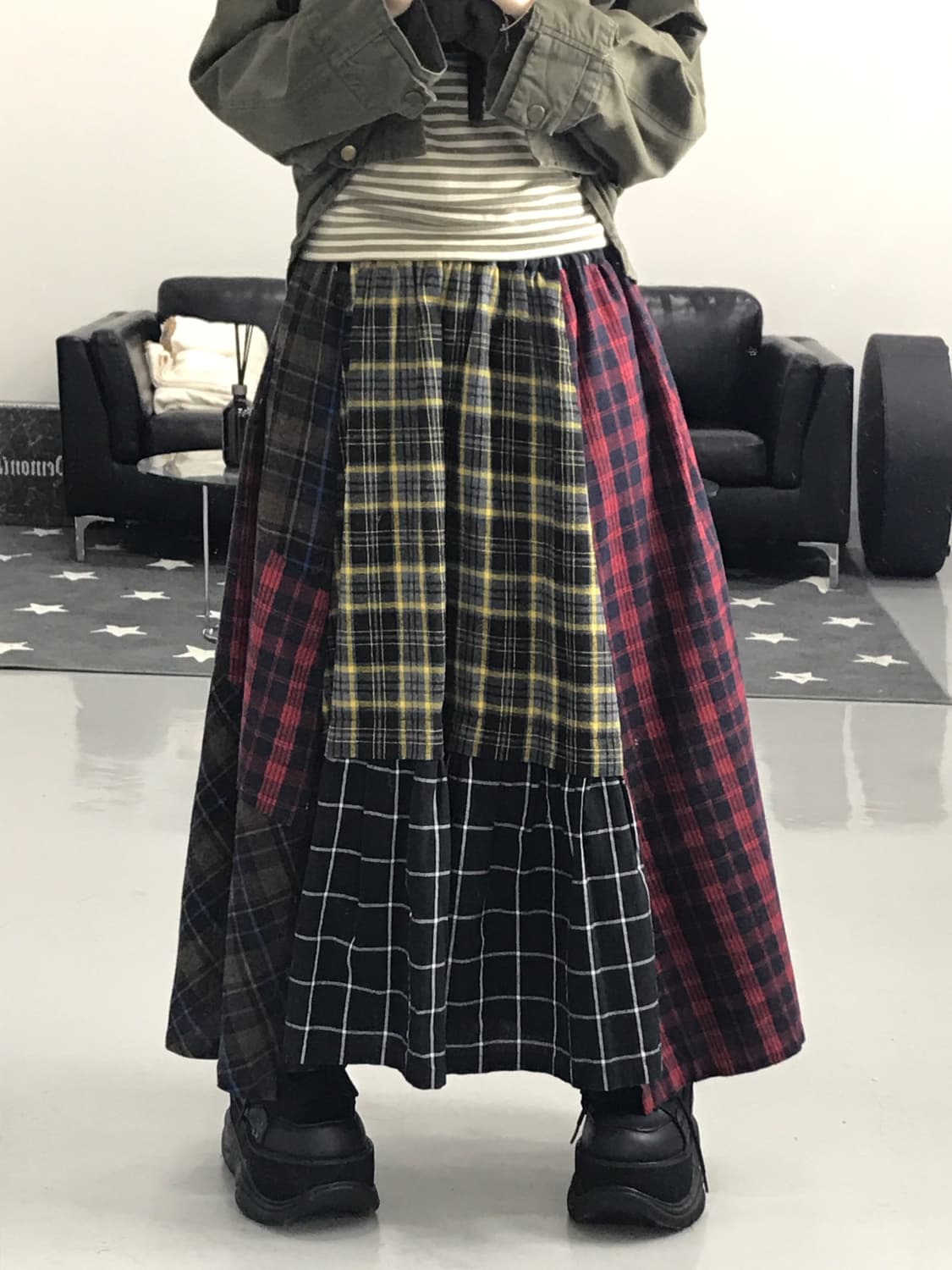 Jpn Somari Checked Long Skirts 상품이미지1