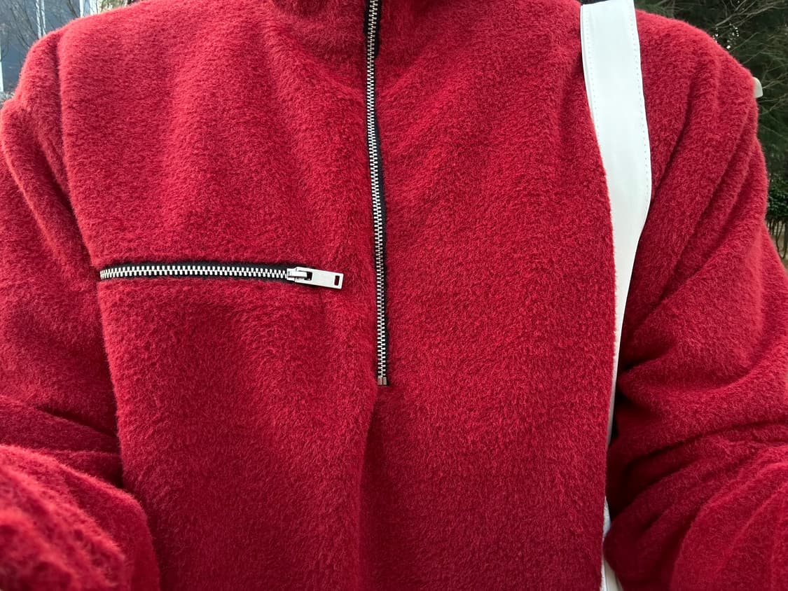 자라 지퍼 칼라 플리스 스웨트셔츠 브라이트 레드 상품이미지2