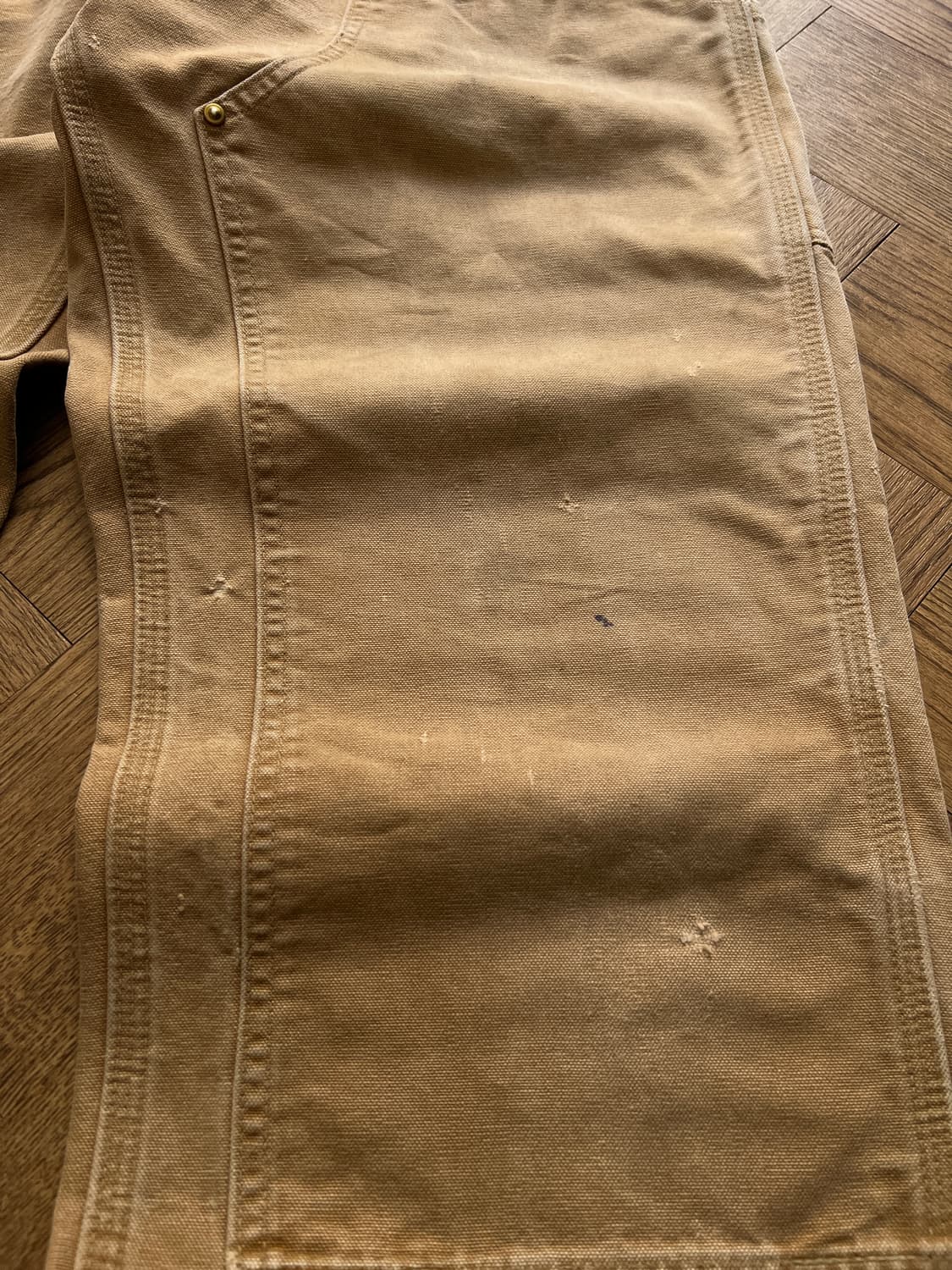 [34]칼하트 Made in USA 더티워싱 브라운 더블니 워크 팬츠 상품이미지4