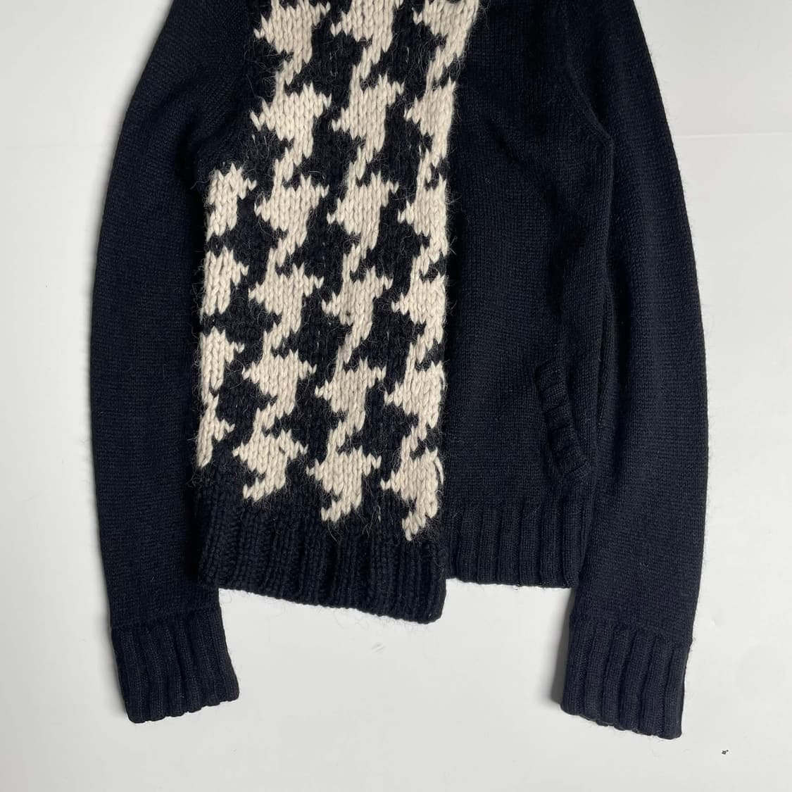 A/T 알파카 블렌드 하운드투스 체크 언밸런스 하이넥 자켓 상품이미지4