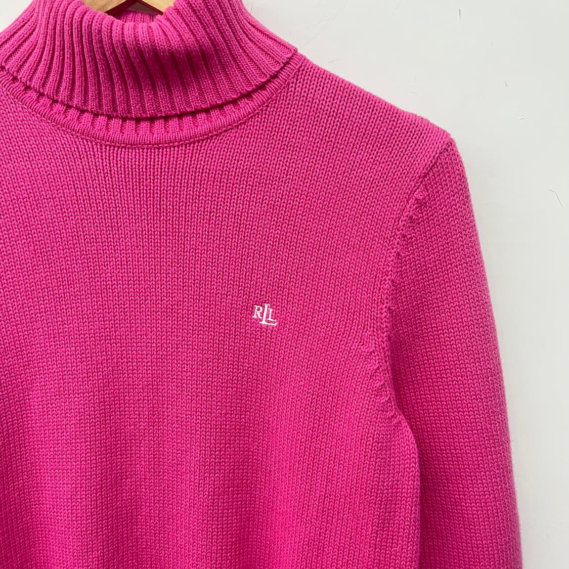 폴로 랄프로렌 핑크색 터틀넥 니트 여m 상품이미지3