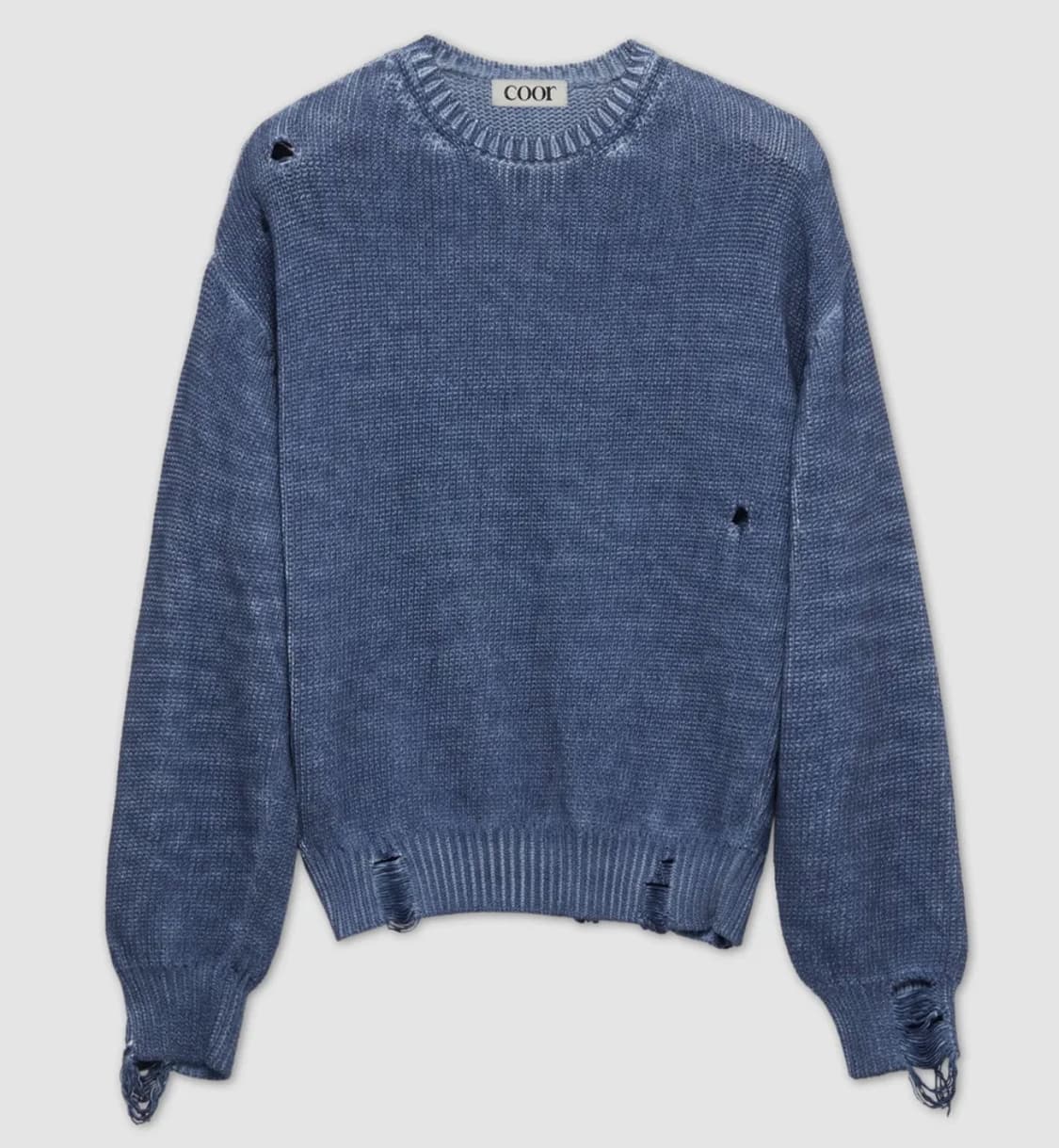 쿠어 컷아웃 디스트레스드 다잉 니트 (워시드블루) M사이즈 상품이미지1