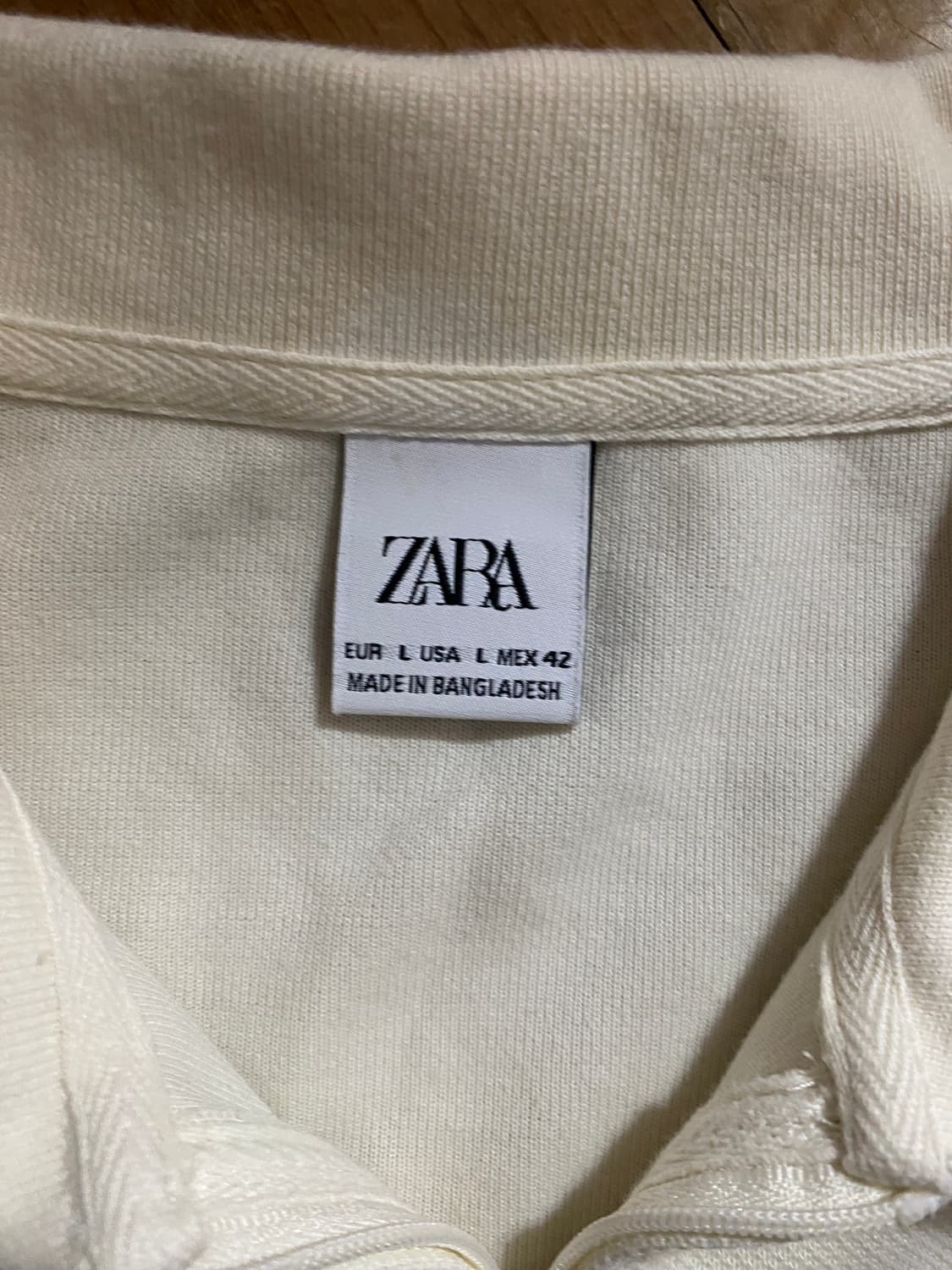 ZARA 반집업 반팔 티셔츠 아이보리 L (105) 상품이미지2