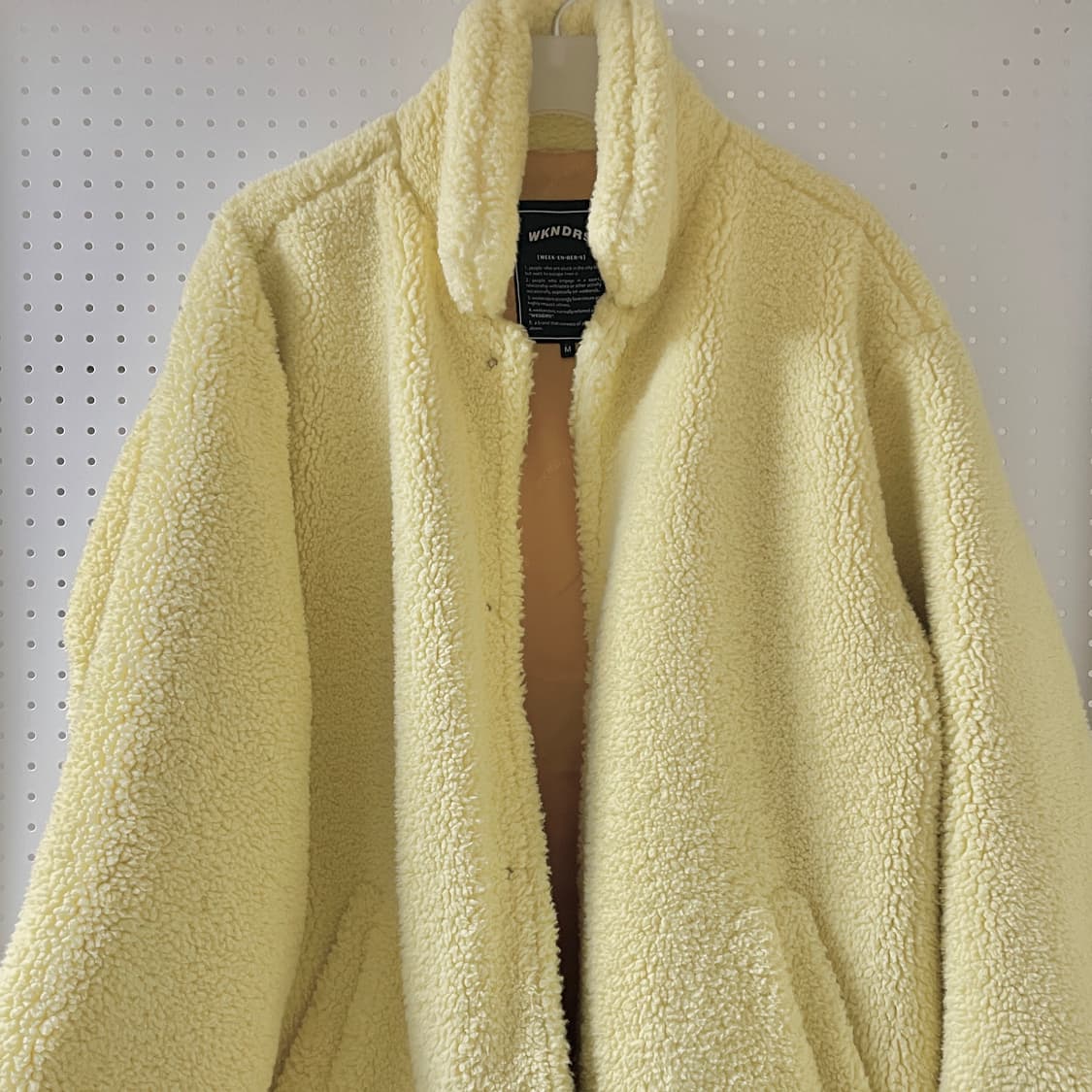 [m] 위캔더스 레몬크림 퍼 코치 자켓 뽀글이 코트 옐로우 후리스 상품이미지6