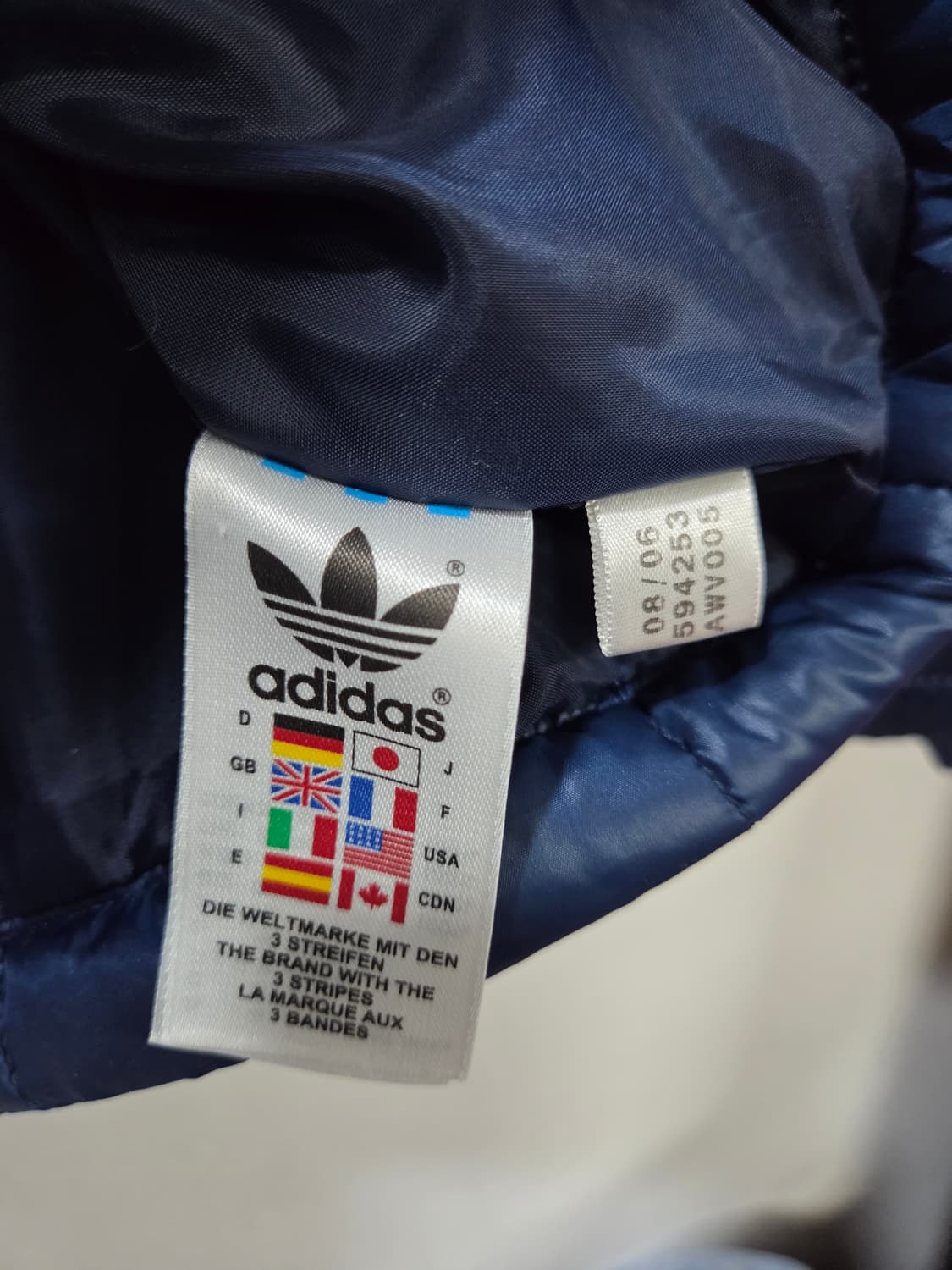 아디다스 오리지널 네이비 경량 집업 패딩 점퍼 105 상품이미지4