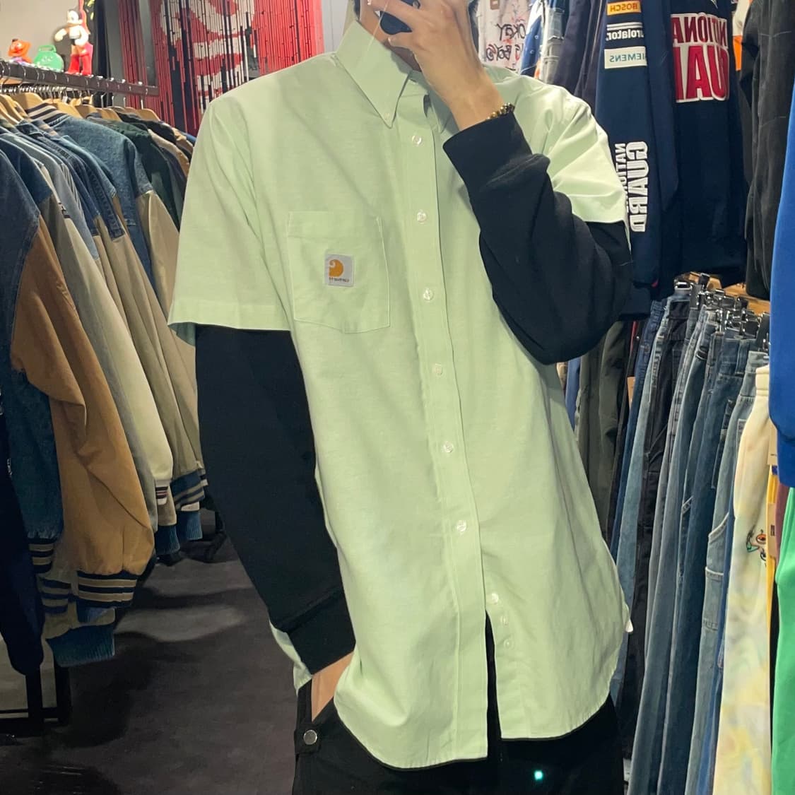 [IM] carhartt 칼하트 민트그린 반팔셔츠 상품이미지3