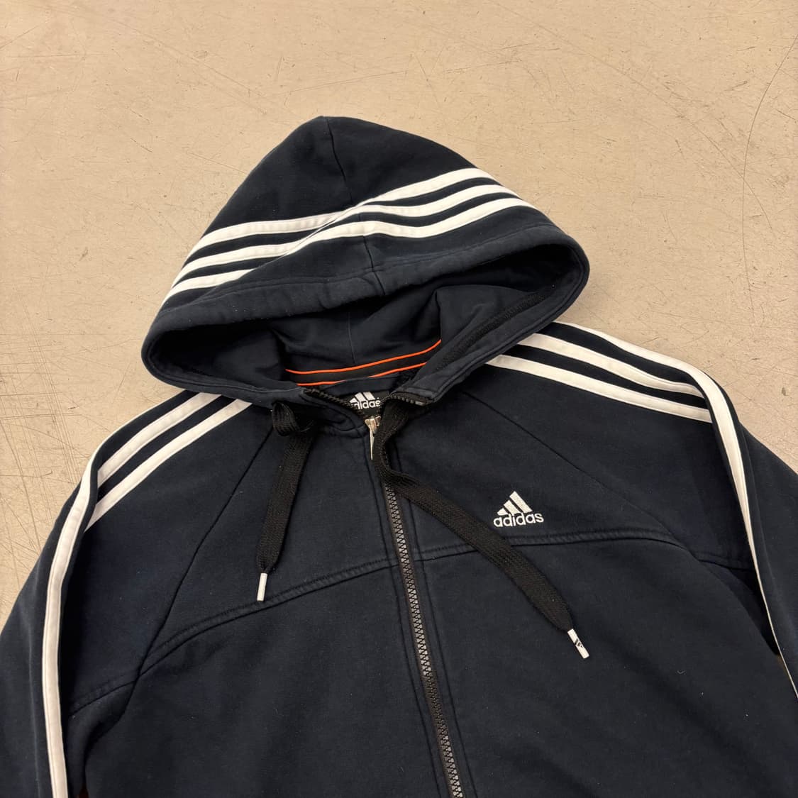 아디다스 삼선 스몰로고 블랙 후드집업 상품이미지2