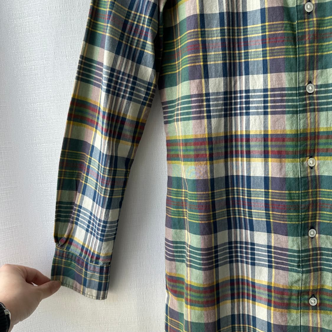 폴로 랄프로렌 플래드 코튼 셔츠 원피스 그린 네이비 0사이즈 상품이미지3