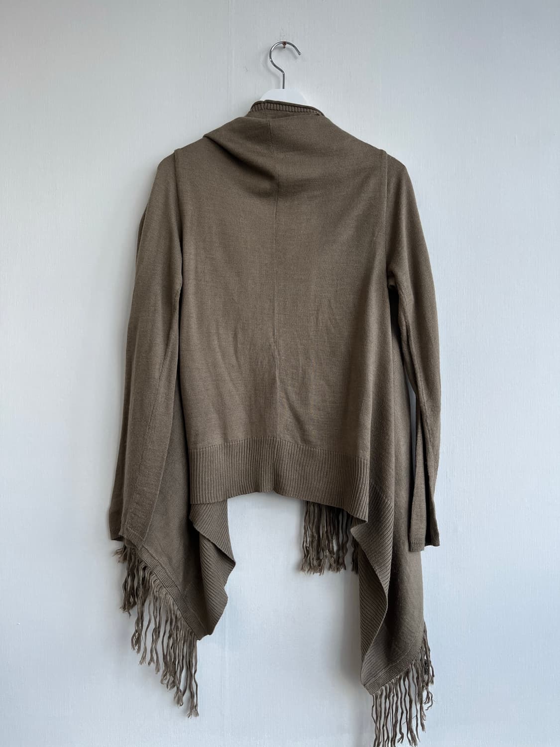 브라운 긴팔 수술 숄 가디건 상품이미지6