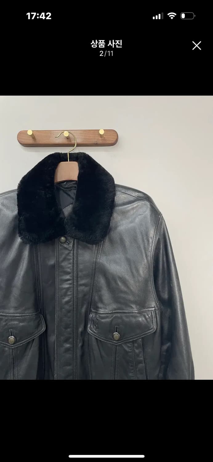 입생로랑 블랙 가죽 무스탕 자켓 A3107 상품이미지2