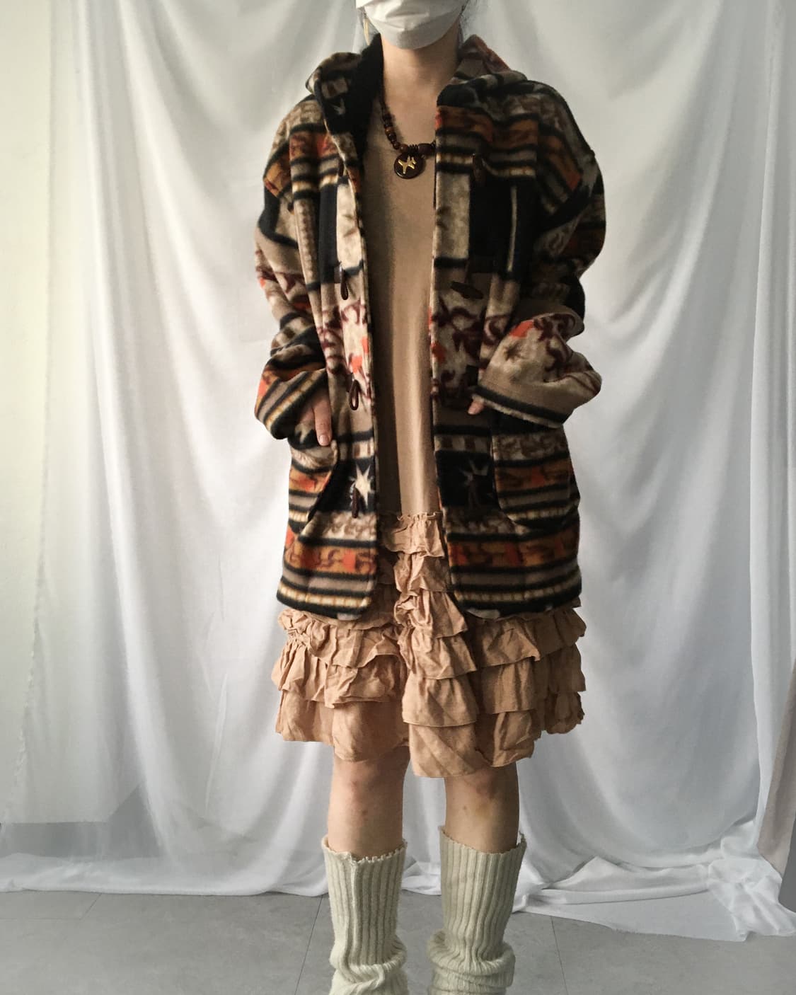 Duffle button ethnic mood hood fleece 상품이미지7